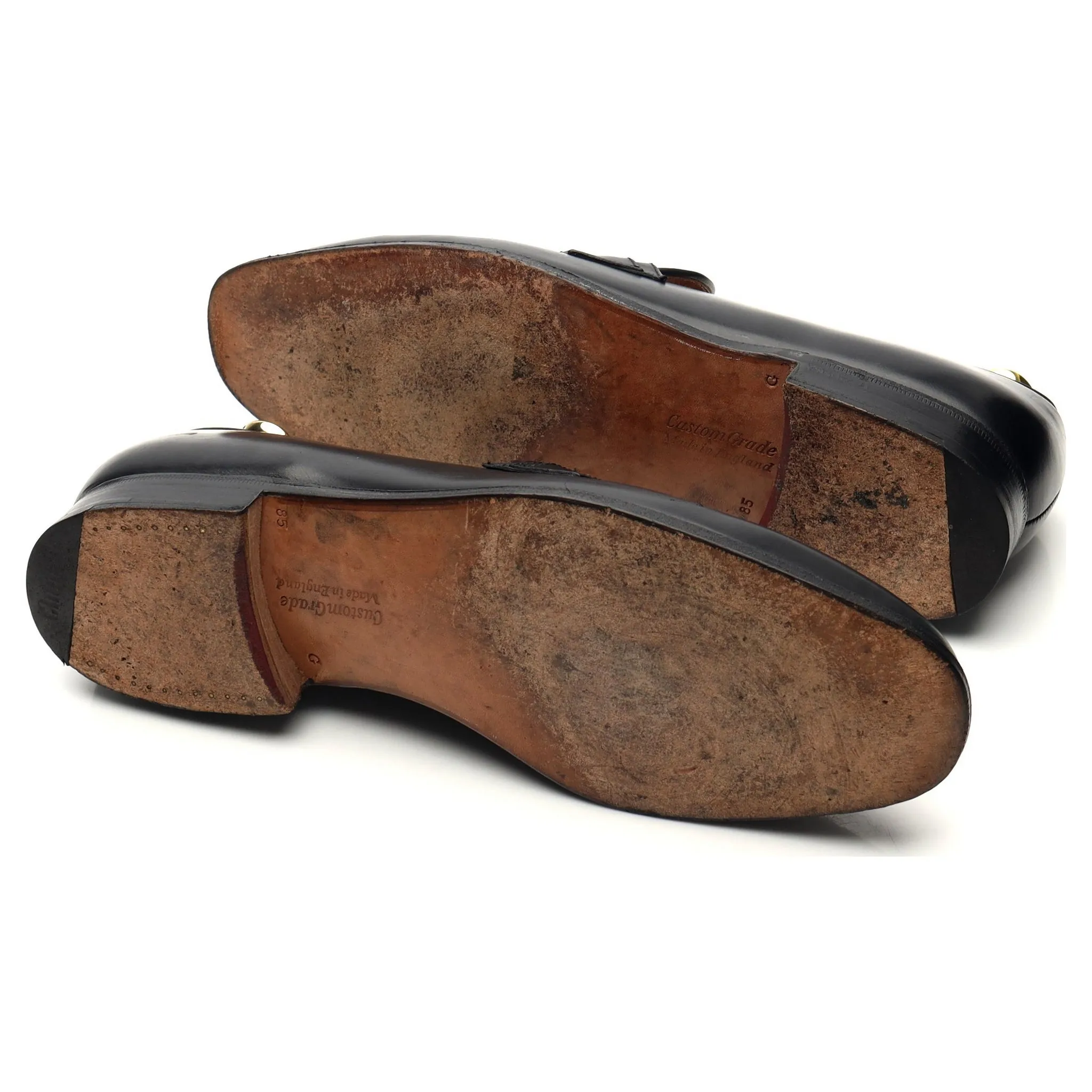 'Indus' Black Leather Tassel Loafers UK 8.5 G