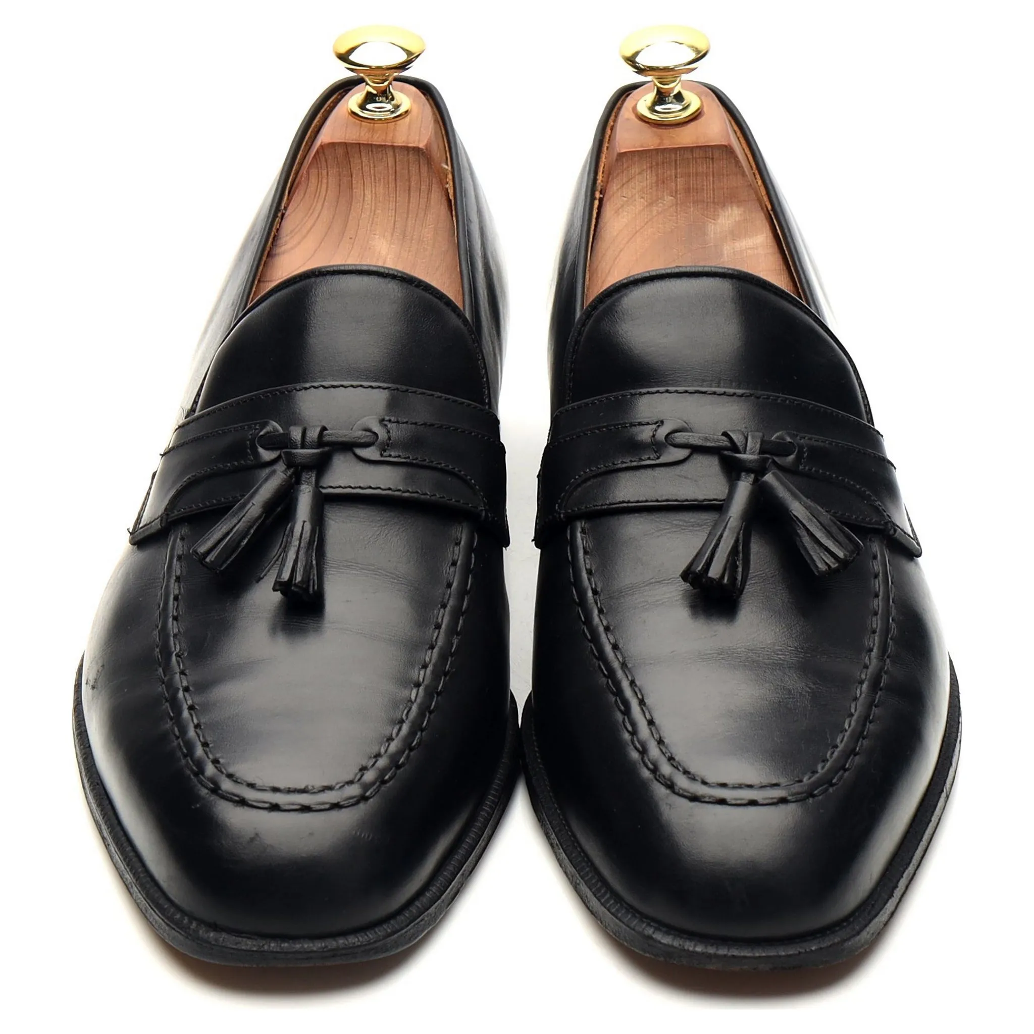 'Indus' Black Leather Tassel Loafers UK 8.5 G