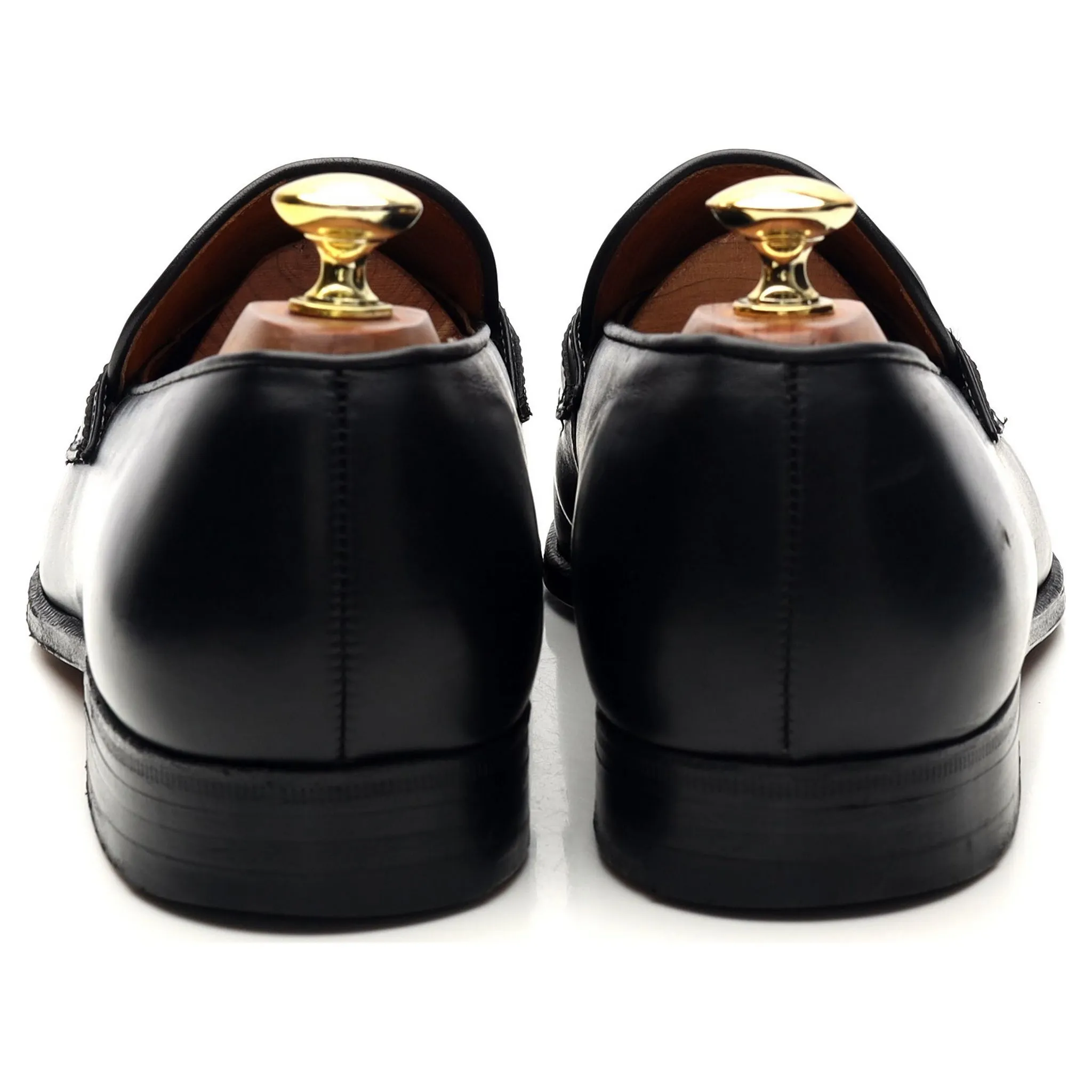 'Indus' Black Leather Tassel Loafers UK 8.5 G