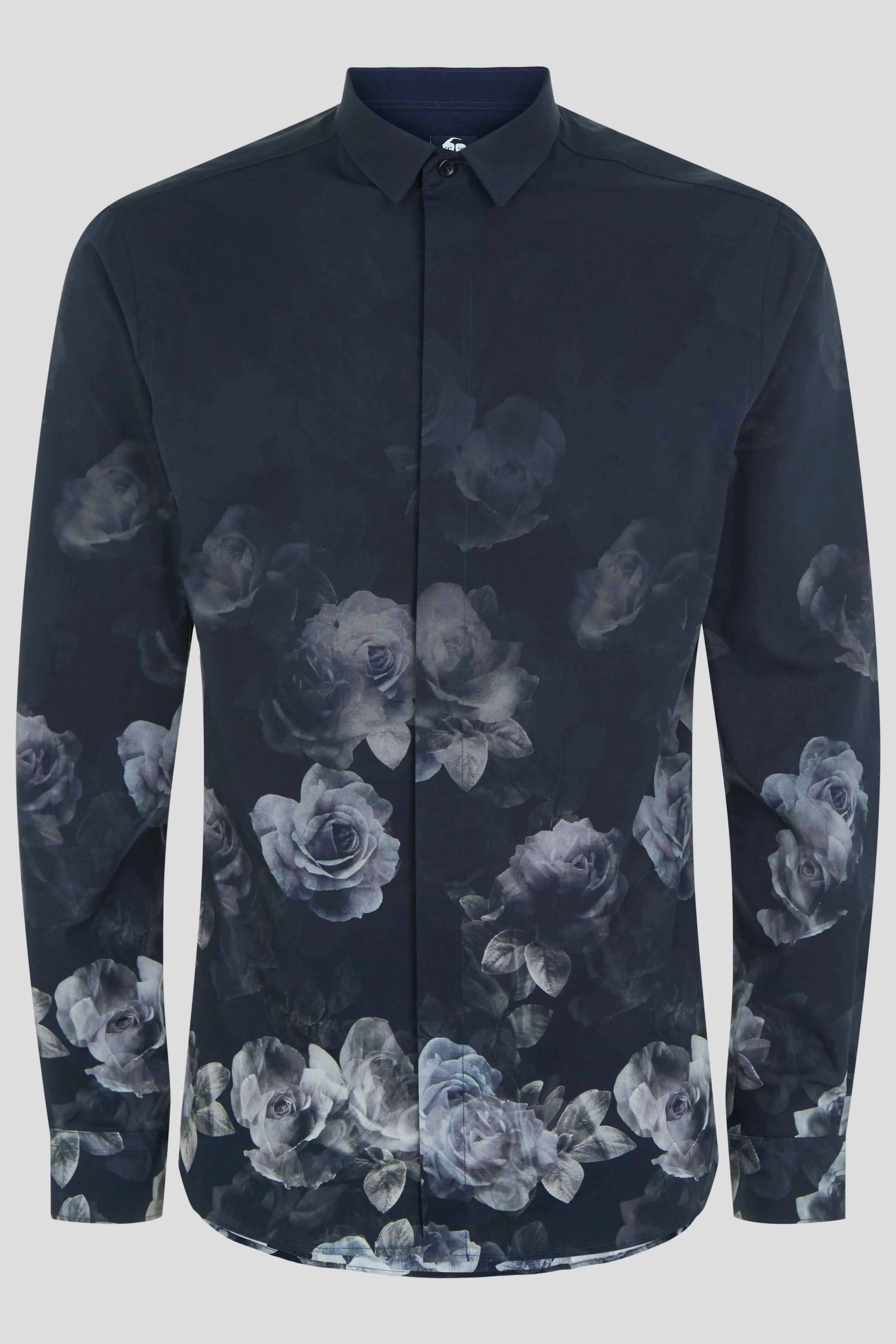 Kember Slim Fit Blue Floral Shirt