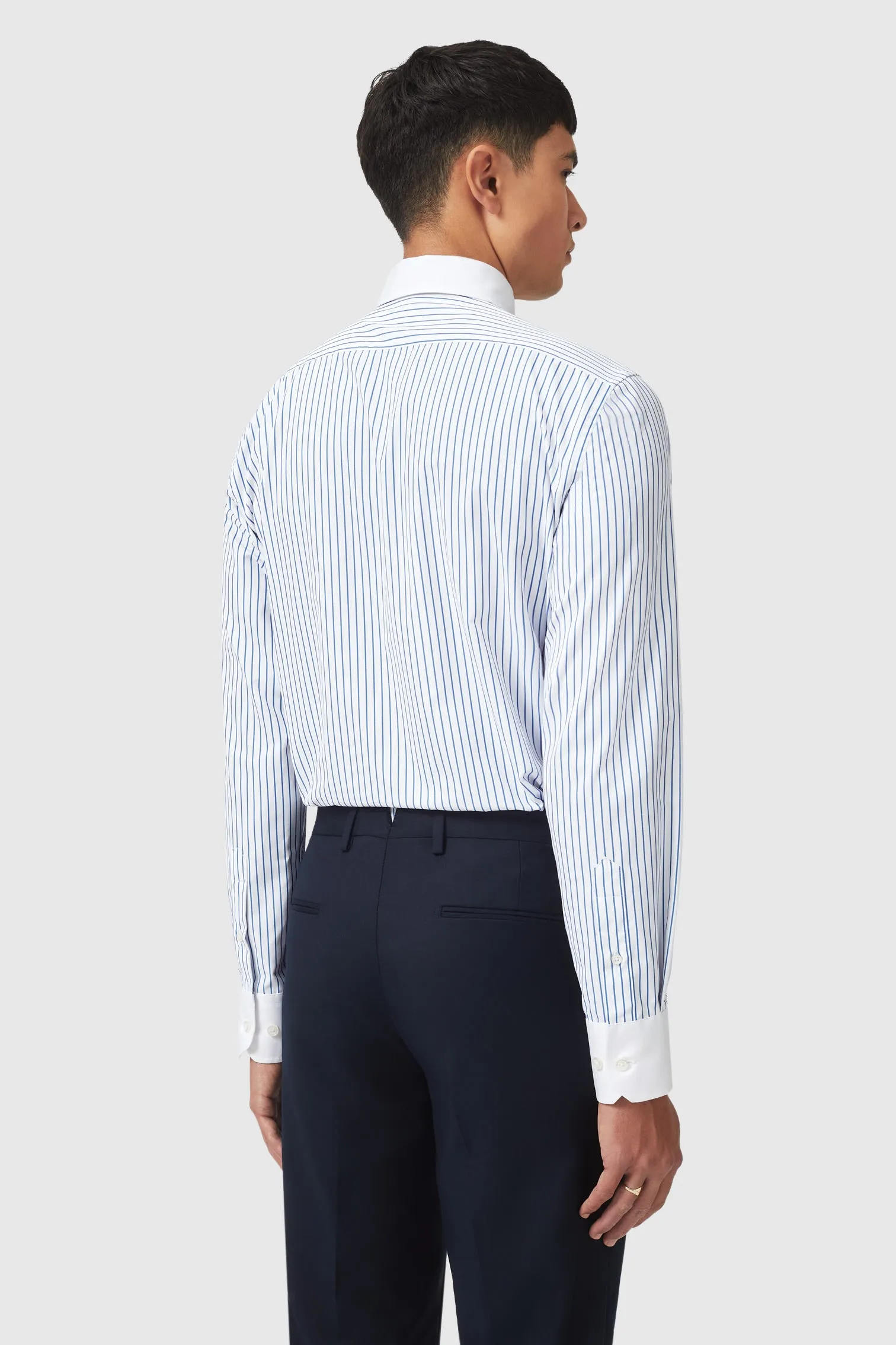 Kilda Slim Fit Blue Pinstripe Cotton Shirt - ARCHIVE