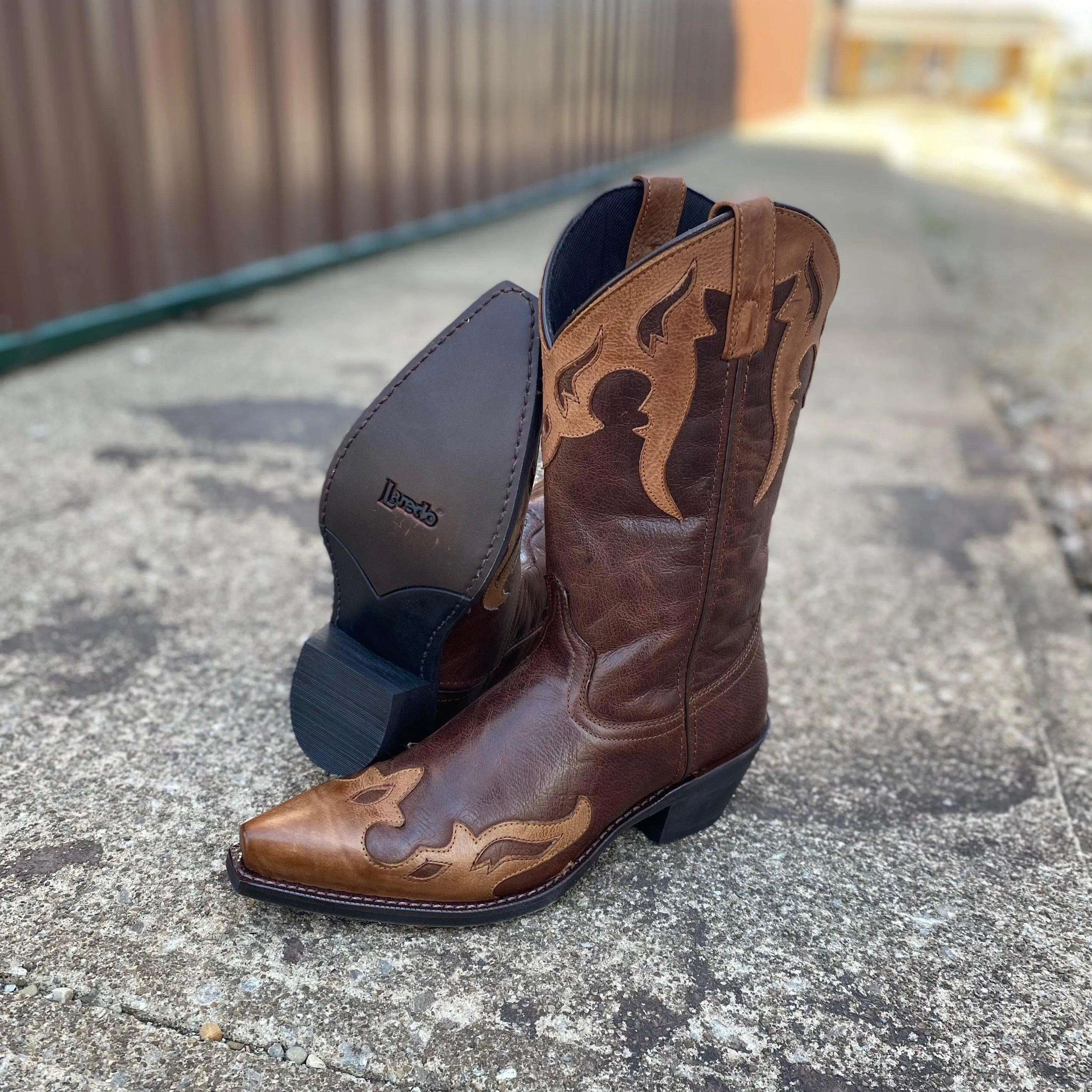 Laredo Men's Lyon Overlay Snip Toe Cowboy Boots 6754