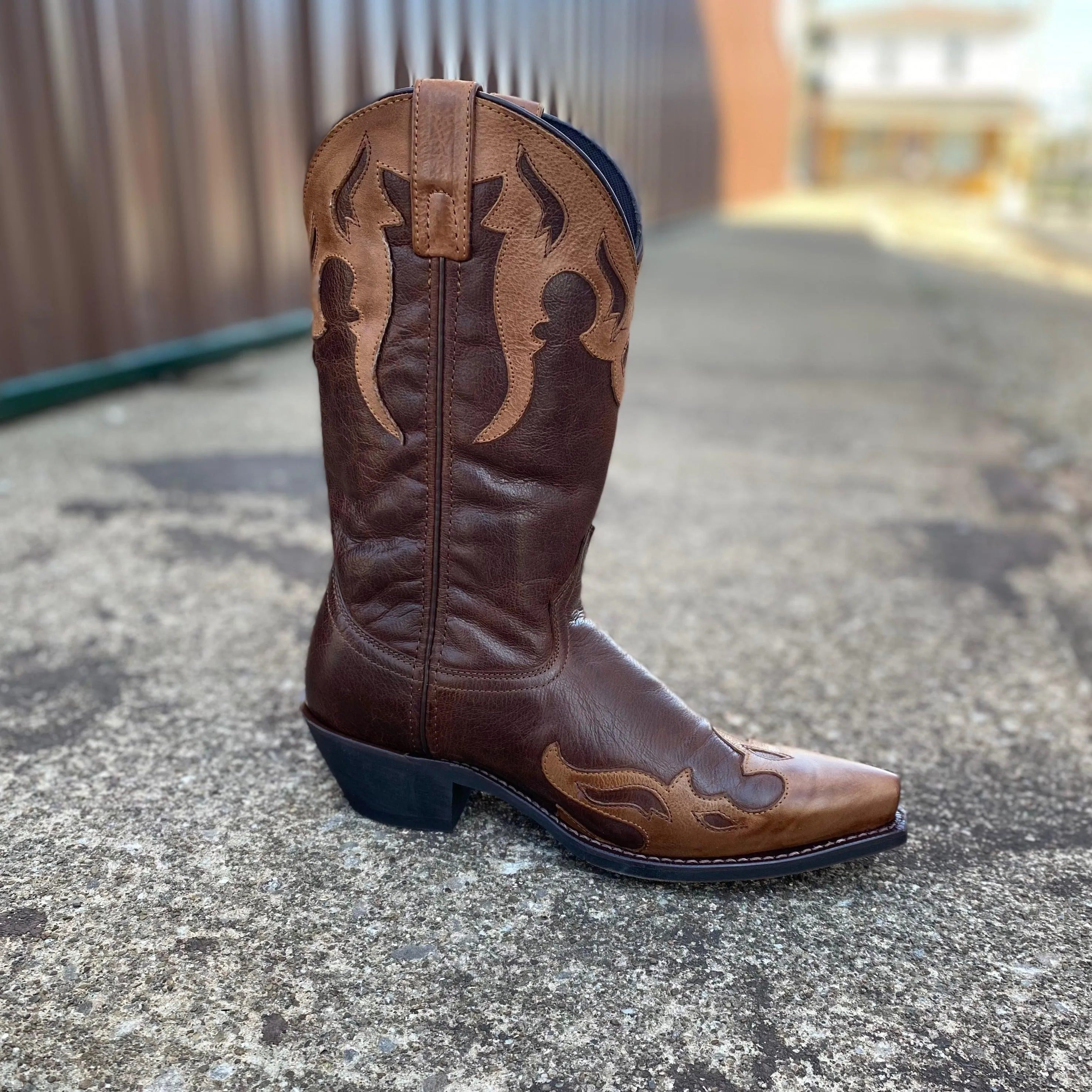 Laredo Men's Lyon Overlay Snip Toe Cowboy Boots 6754