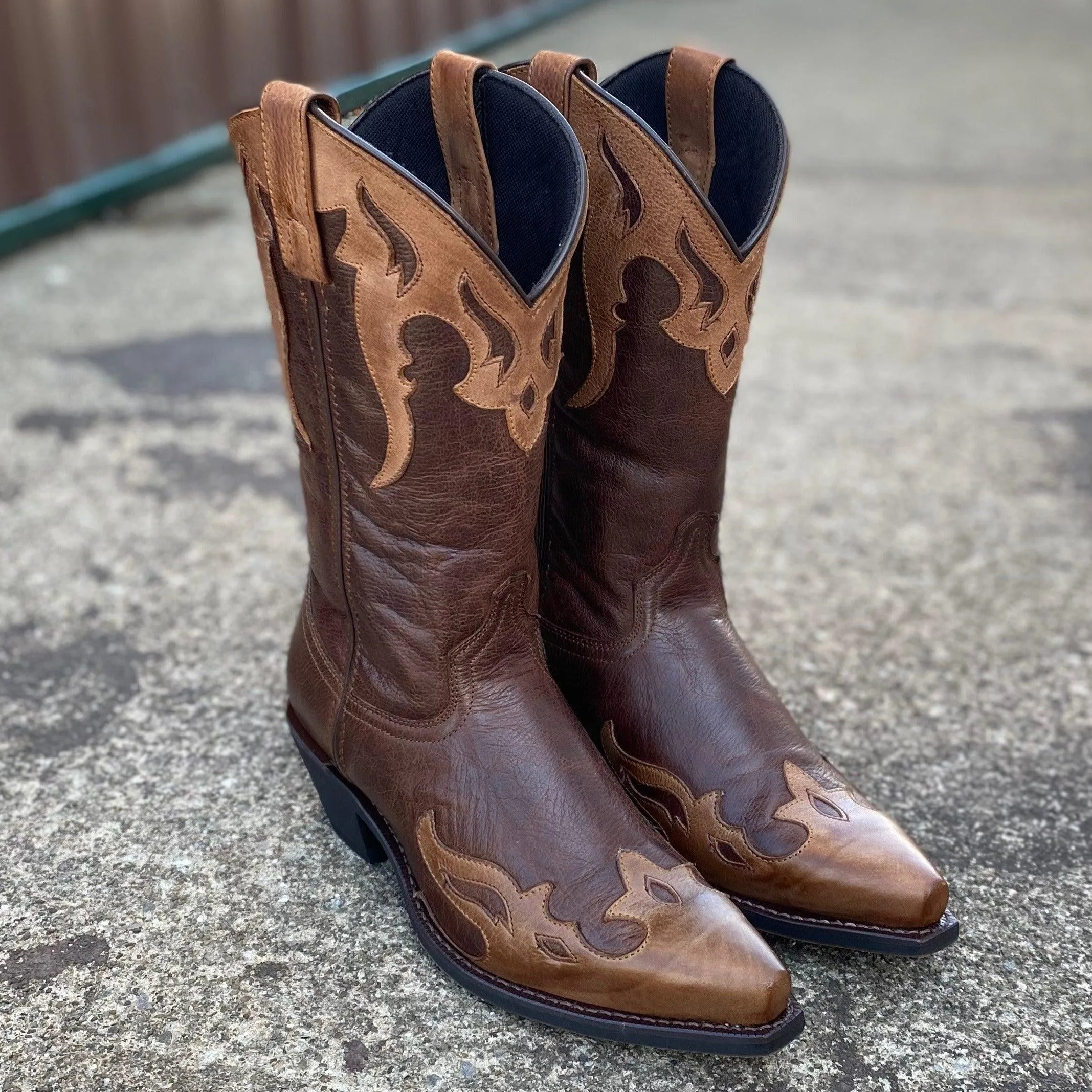 Laredo Men's Lyon Overlay Snip Toe Cowboy Boots 6754