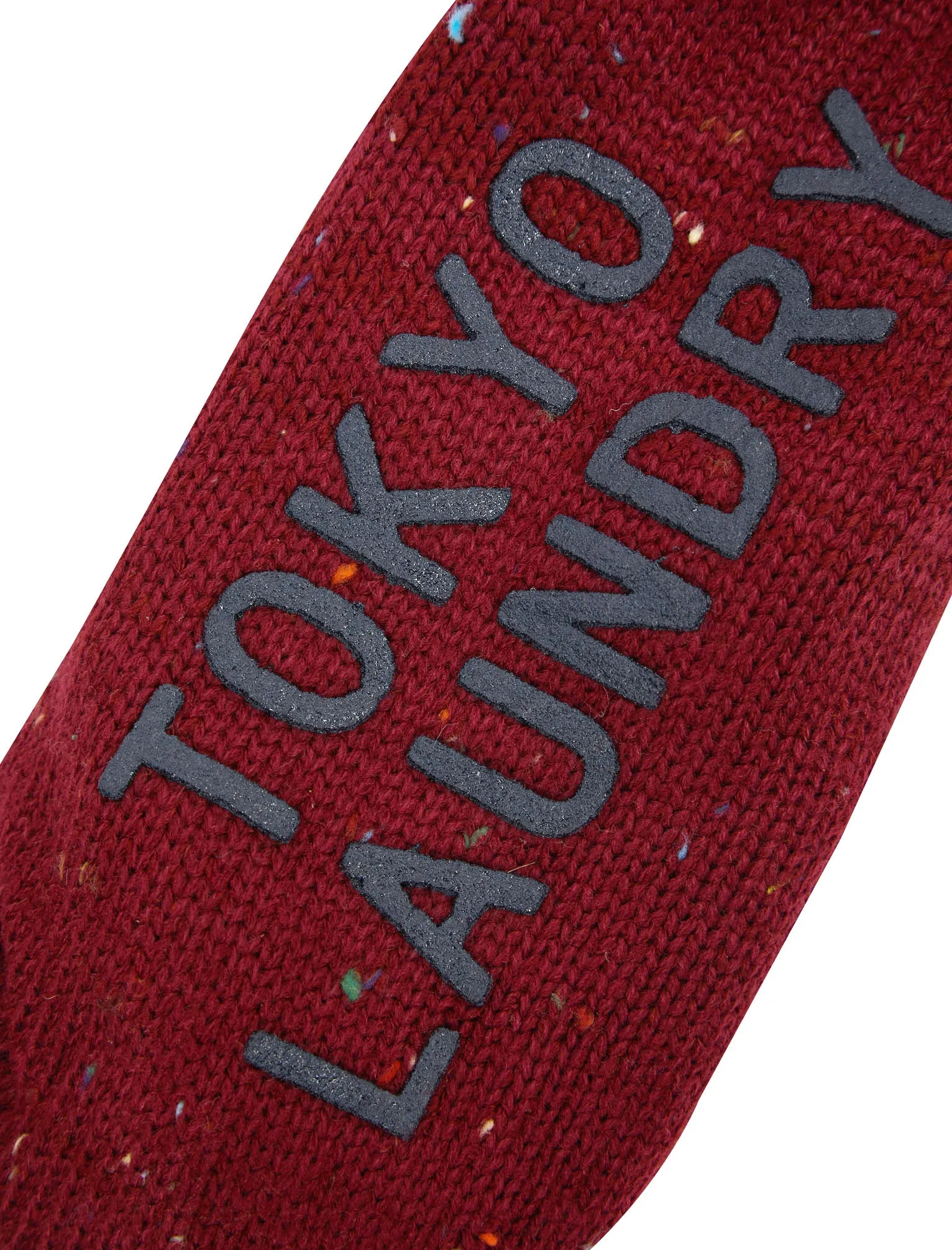 Leven Borg Lined Chunky Cable Knit Slipper Socks in Oxblood Nep - Tokyo Laundry