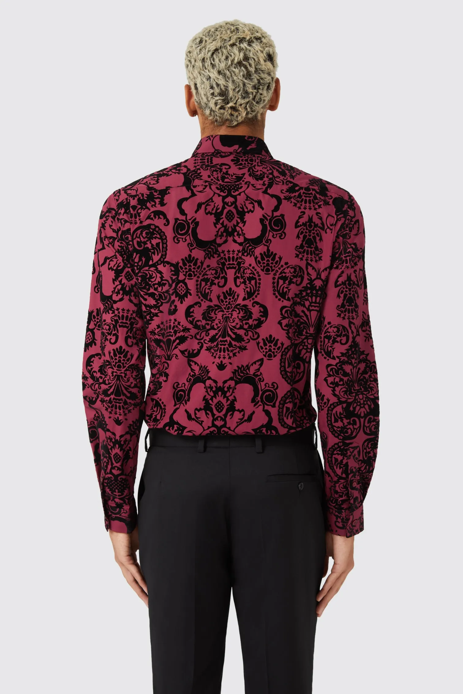 Linforth Burgundy Shirt with Flocking - ARCHIVE