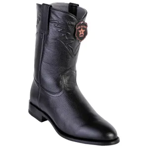 Los Altos Boots Mens #805105 Roper Style Genuine Elk Leather Boots Handcrafted | Color Black