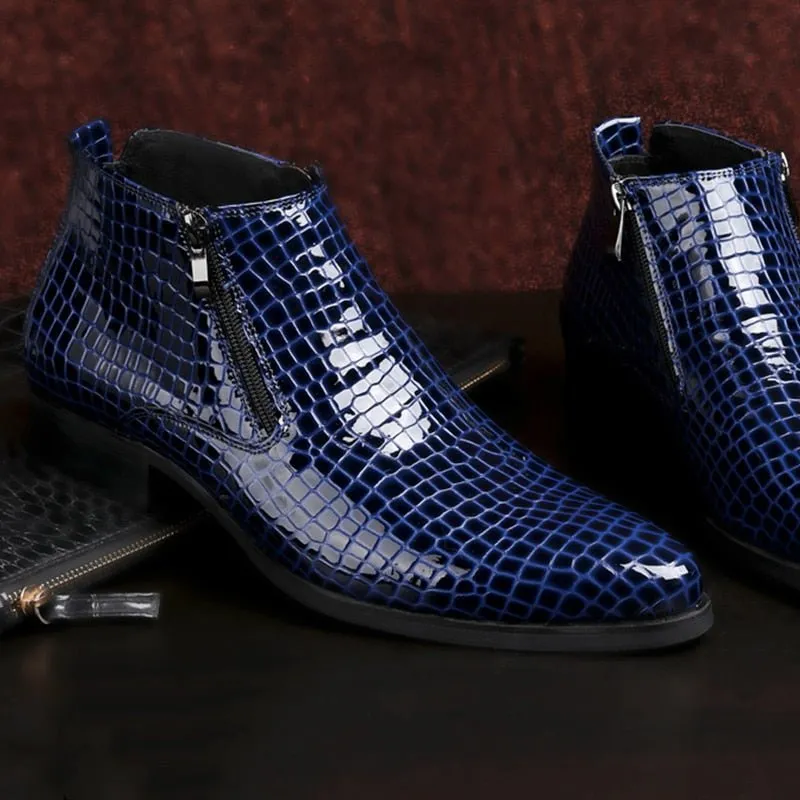Luxe Serpent Zipper Chelsea Ankle Boots
