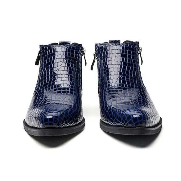 Luxe Serpent Zipper Chelsea Ankle Boots
