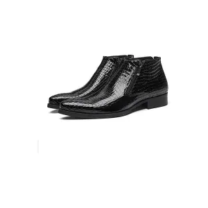 Luxe Serpent Zipper Chelsea Ankle Boots