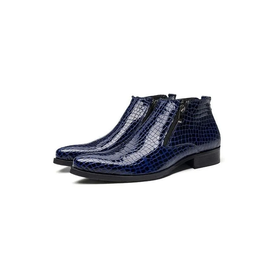 Luxe Serpent Zipper Chelsea Ankle Boots