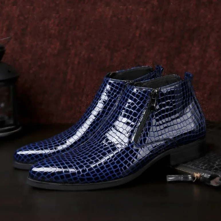 Luxe Serpent Zipper Chelsea Ankle Boots