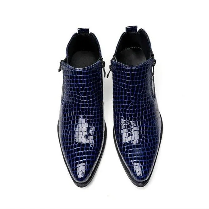 Luxe Serpent Zipper Chelsea Ankle Boots
