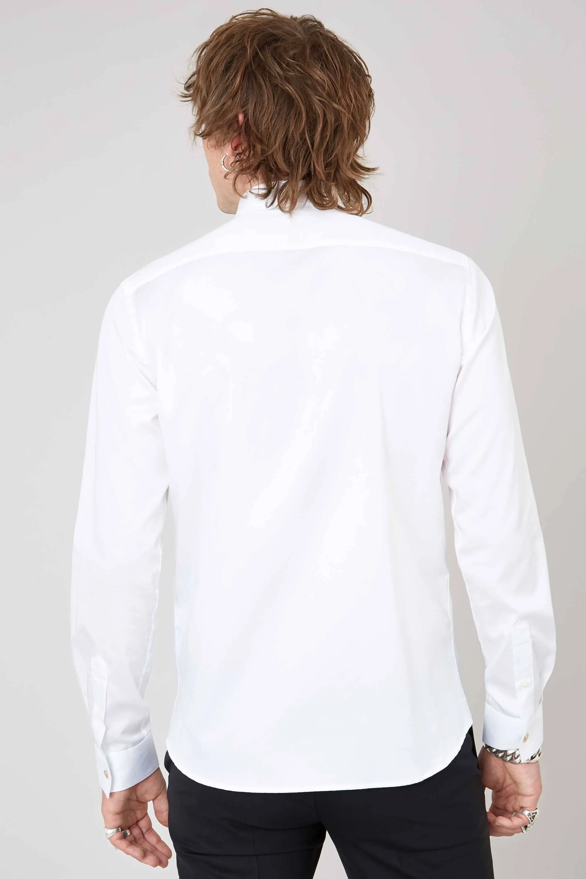 Lynton Skinny Fit White Collar Bar Cotton Shirt