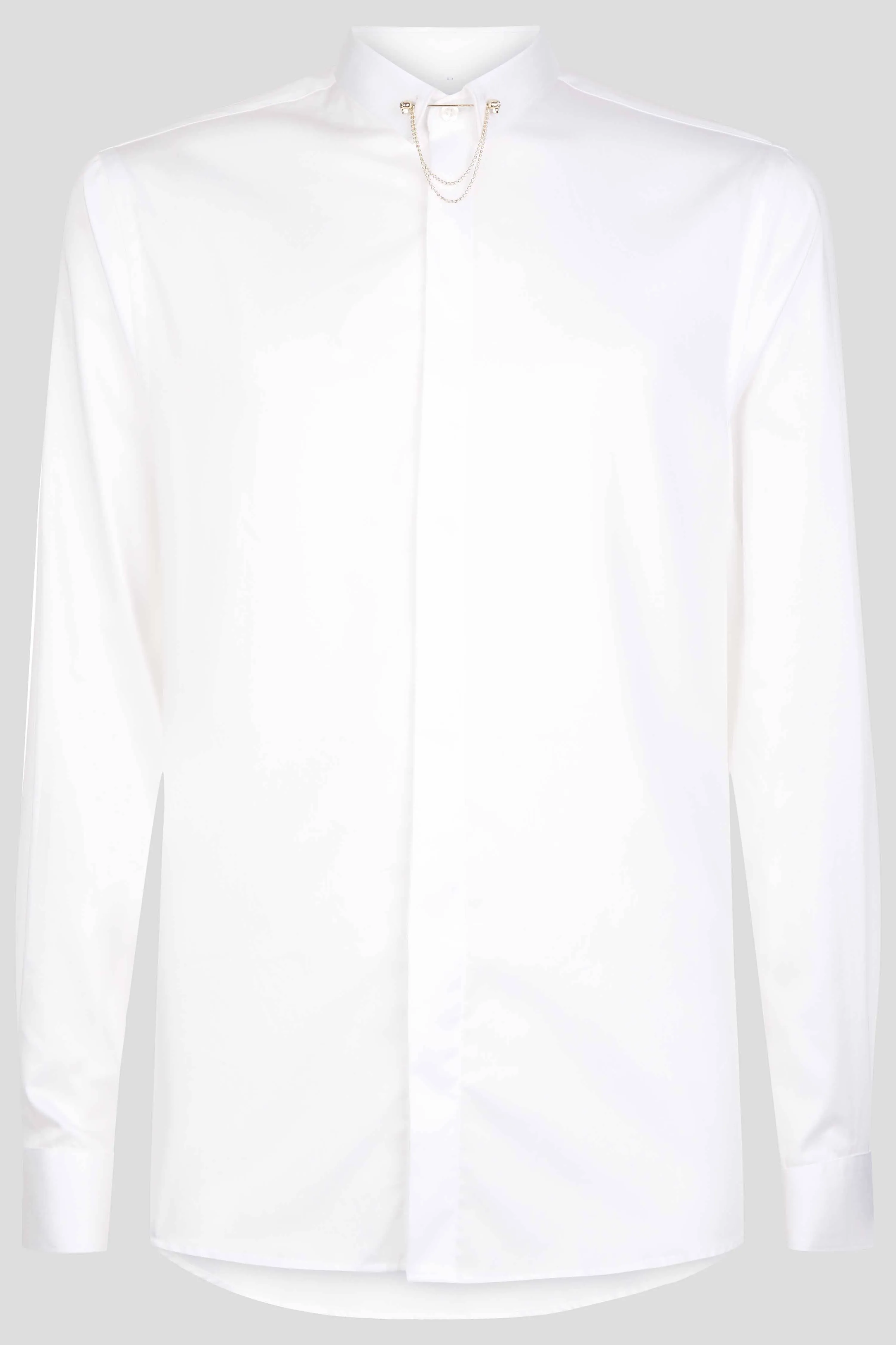 Lynton Skinny Fit White Collar Bar Cotton Shirt