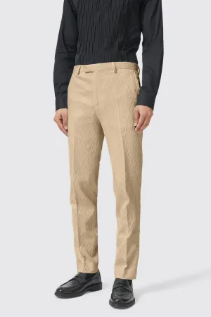 Makowski Slim Fit Beige Jacquard Trouser - ARCHIVE