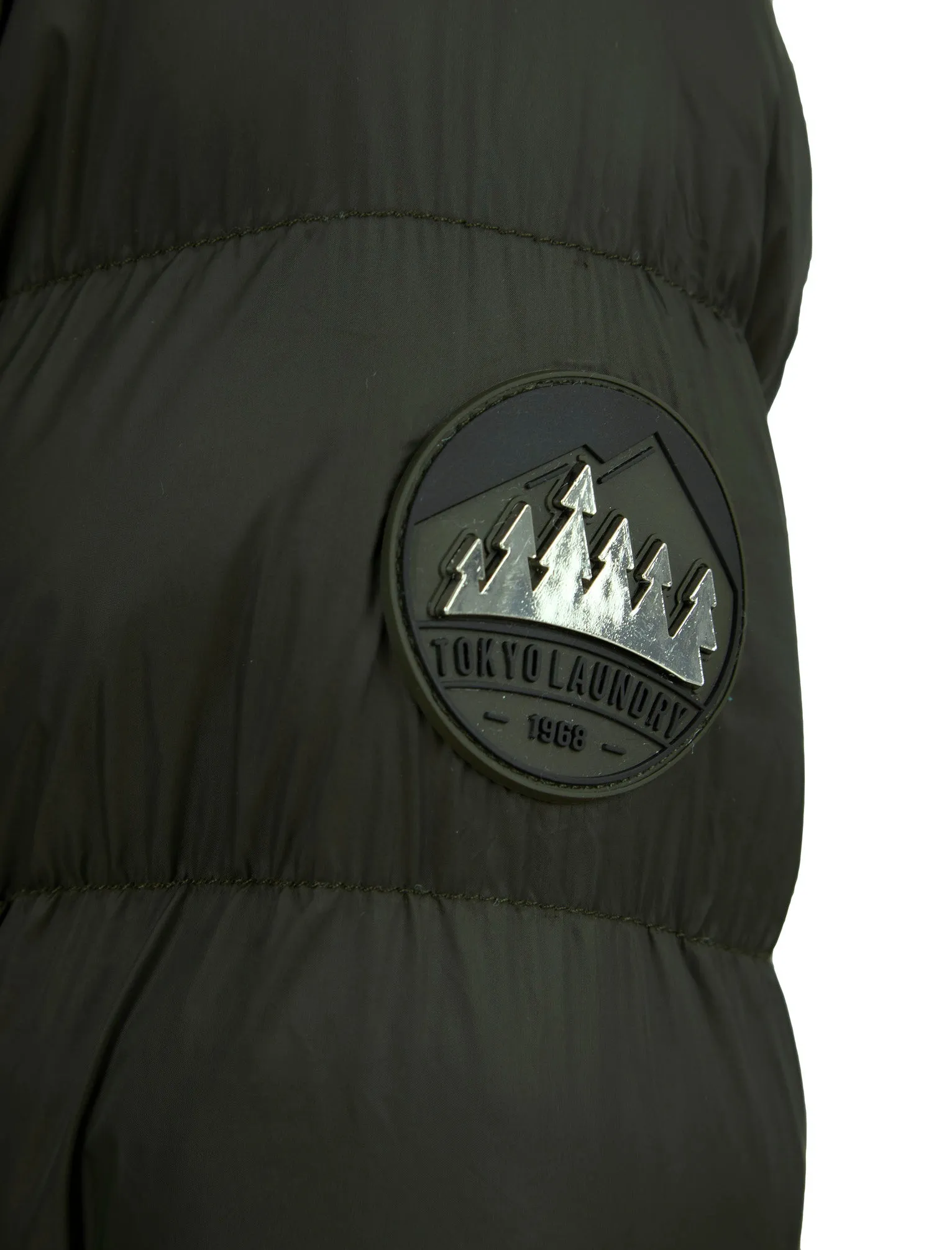 Markle Quilted Hooded Puffer Jacket in Khaki - Tokyo Laundry