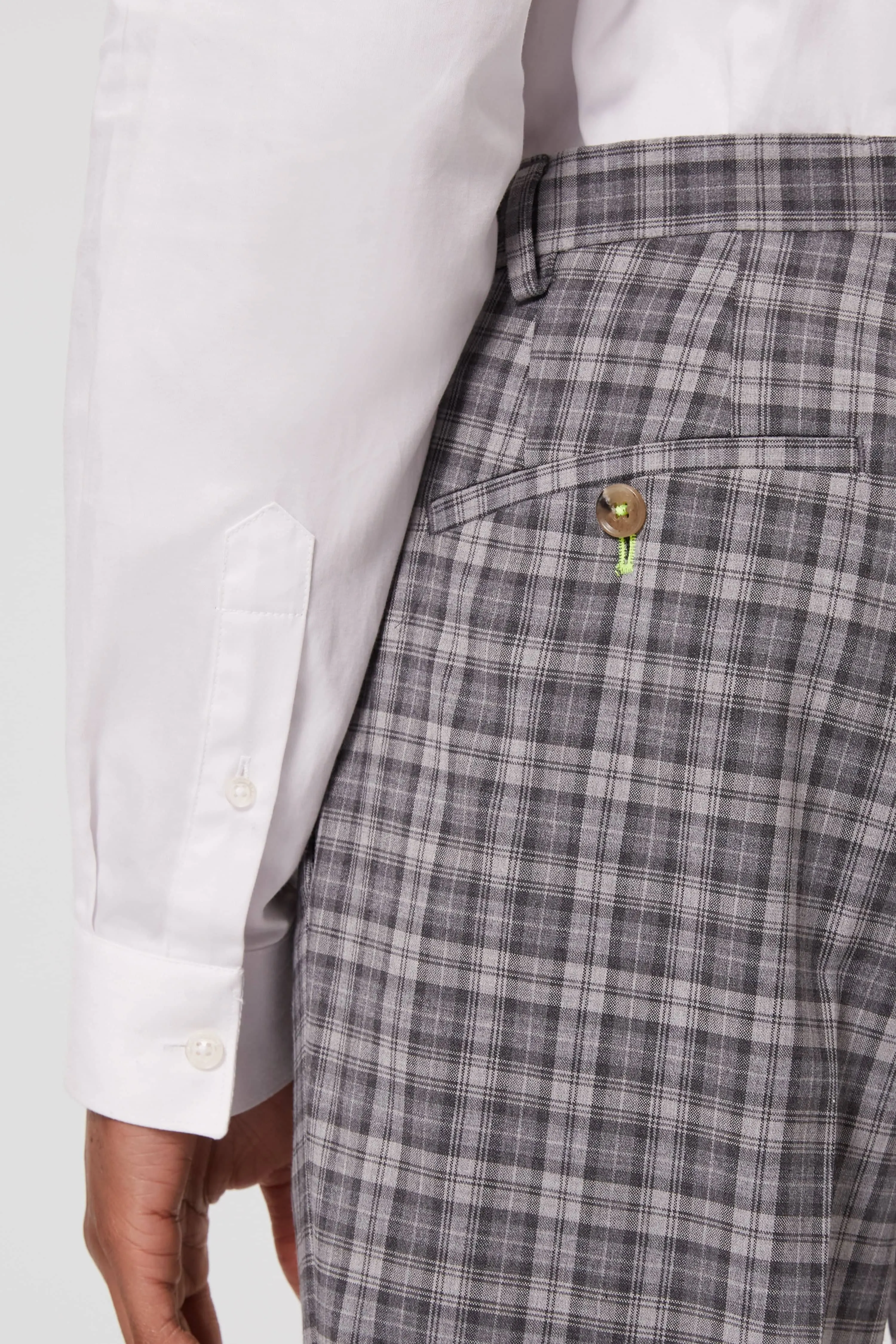 Mepstead Skinny Fit Grey Check Wool Trousers - ARCHIVE