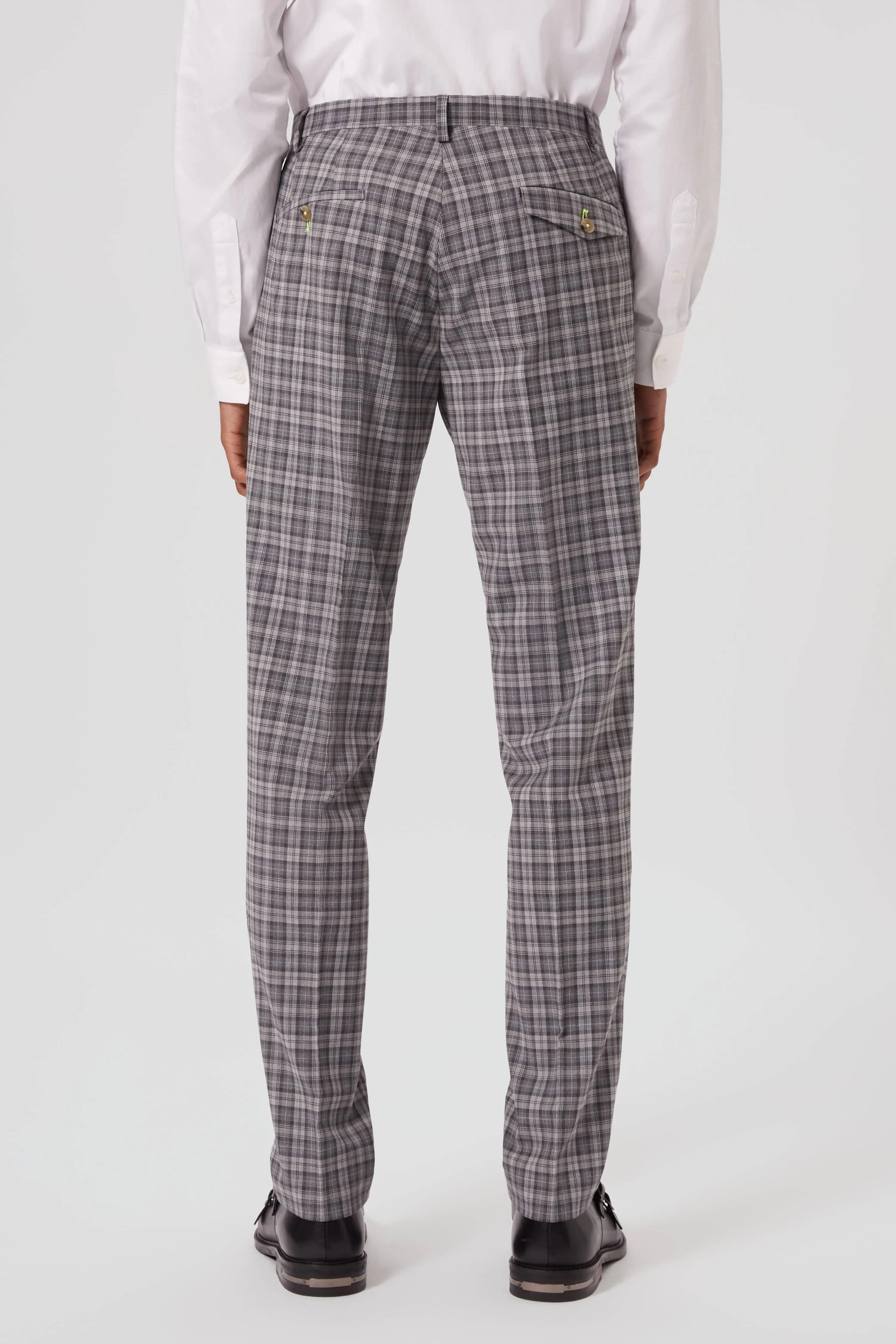 Mepstead Skinny Fit Grey Check Wool Trousers - ARCHIVE