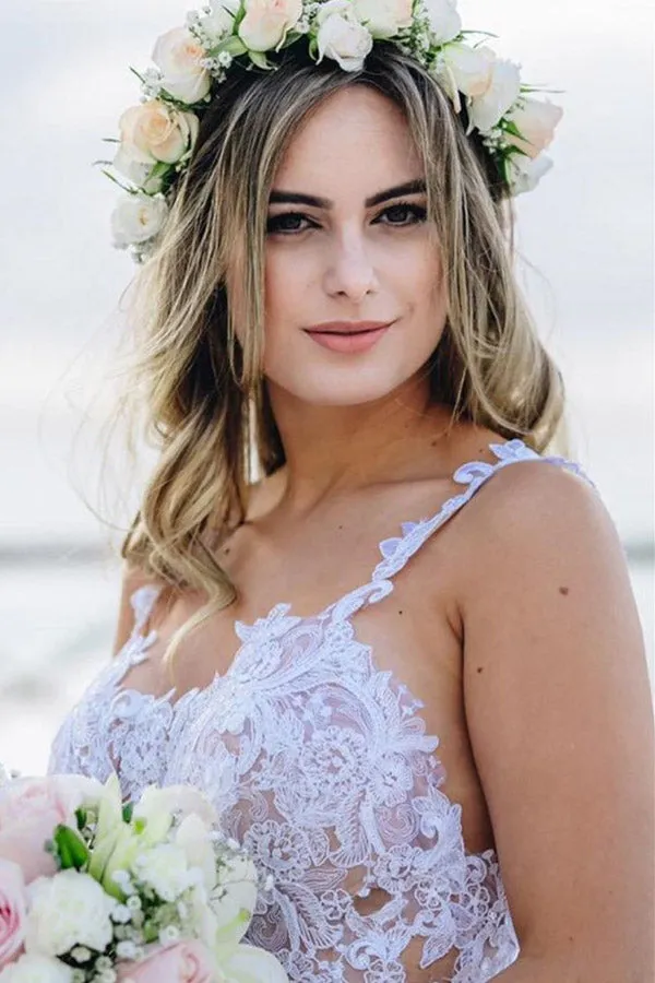 Mermaid Spaghetti Straps Lace Wedding Dress Bridal Gown