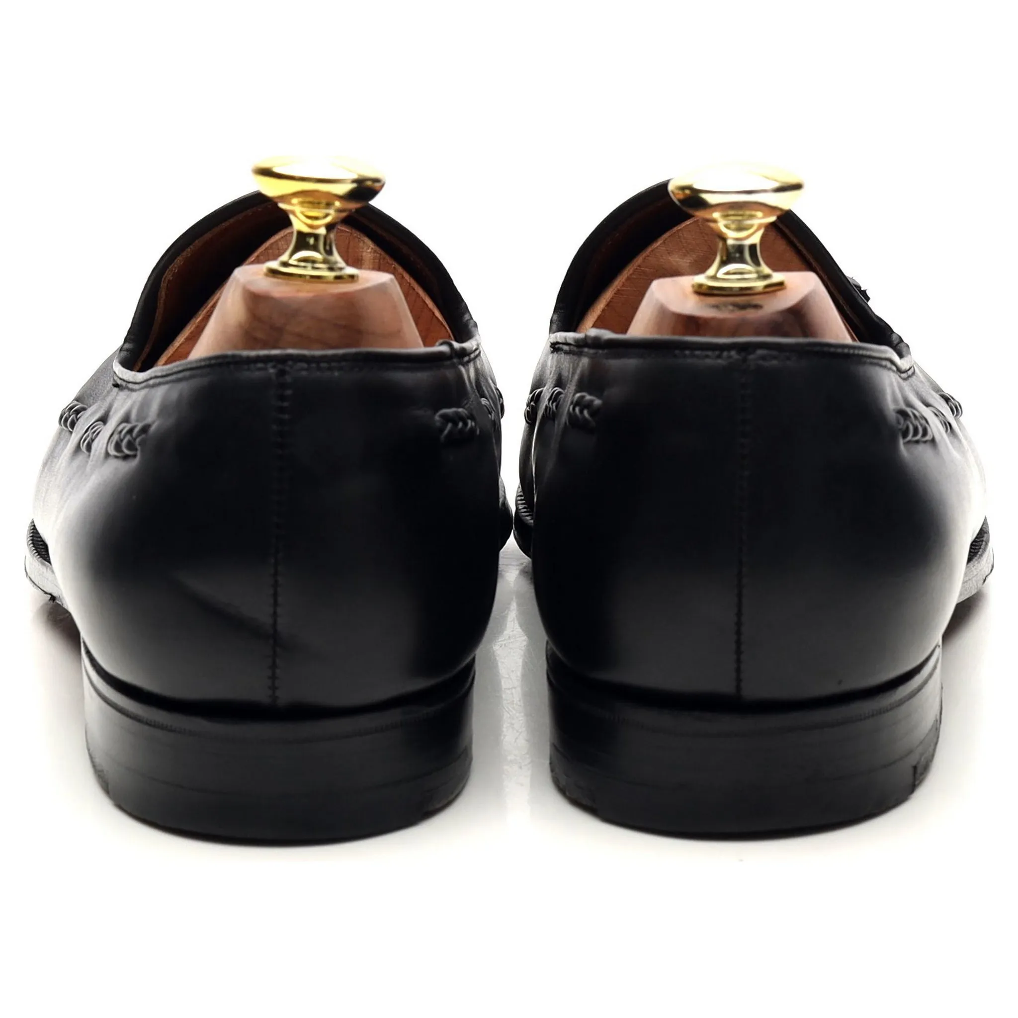 'Millfield' Black Leather Tassel Loafers UK 7 G