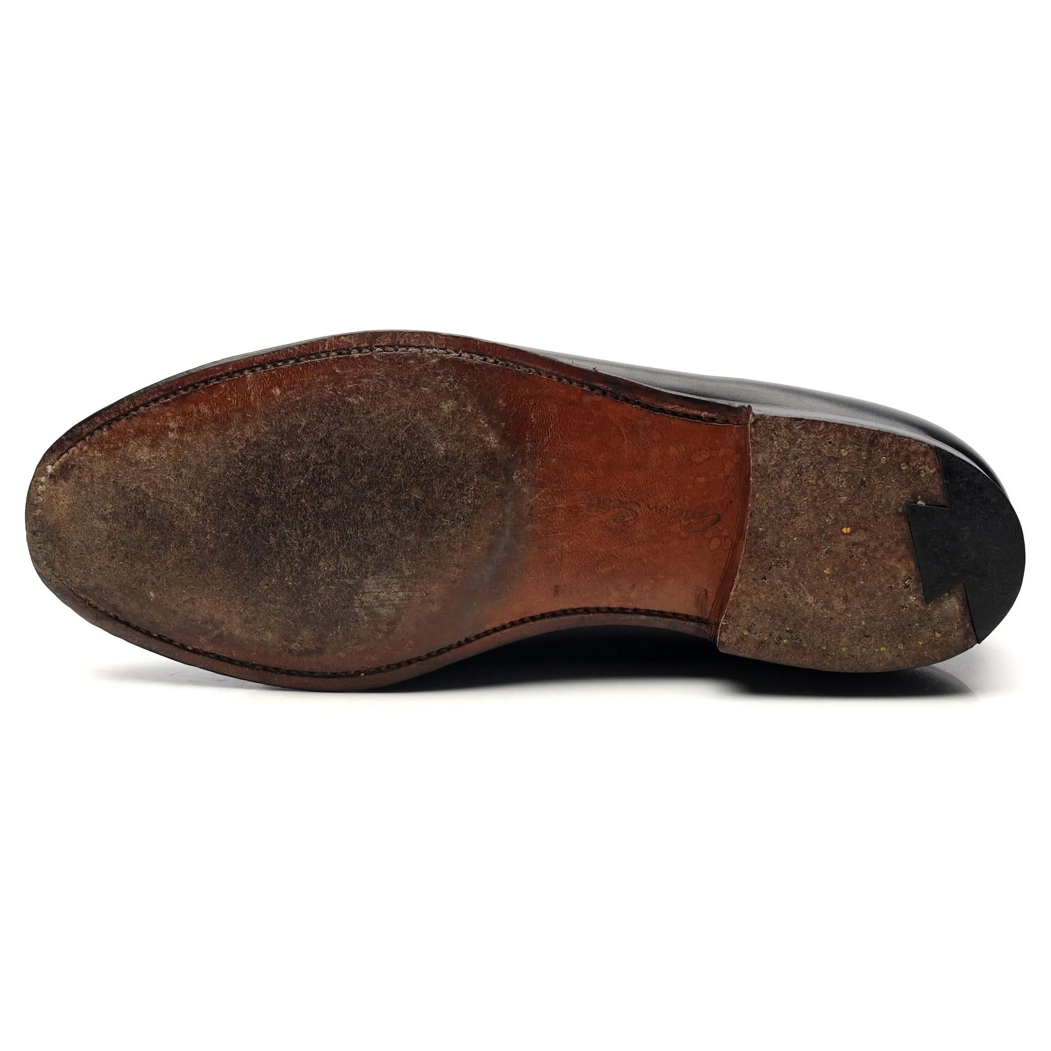 'Millfield' Black Leather Tassel Loafers UK 7 G