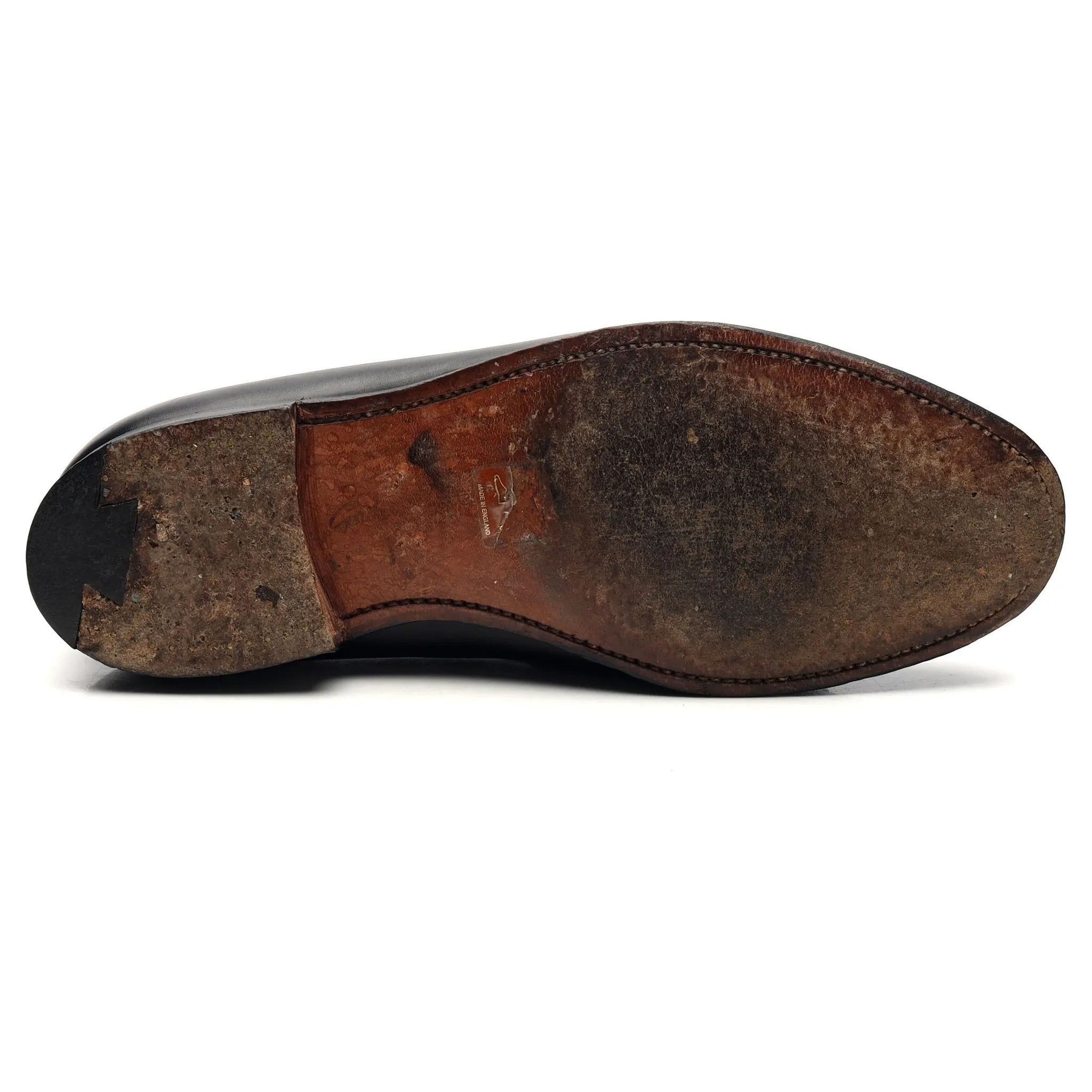 'Millfield' Black Leather Tassel Loafers UK 7 G