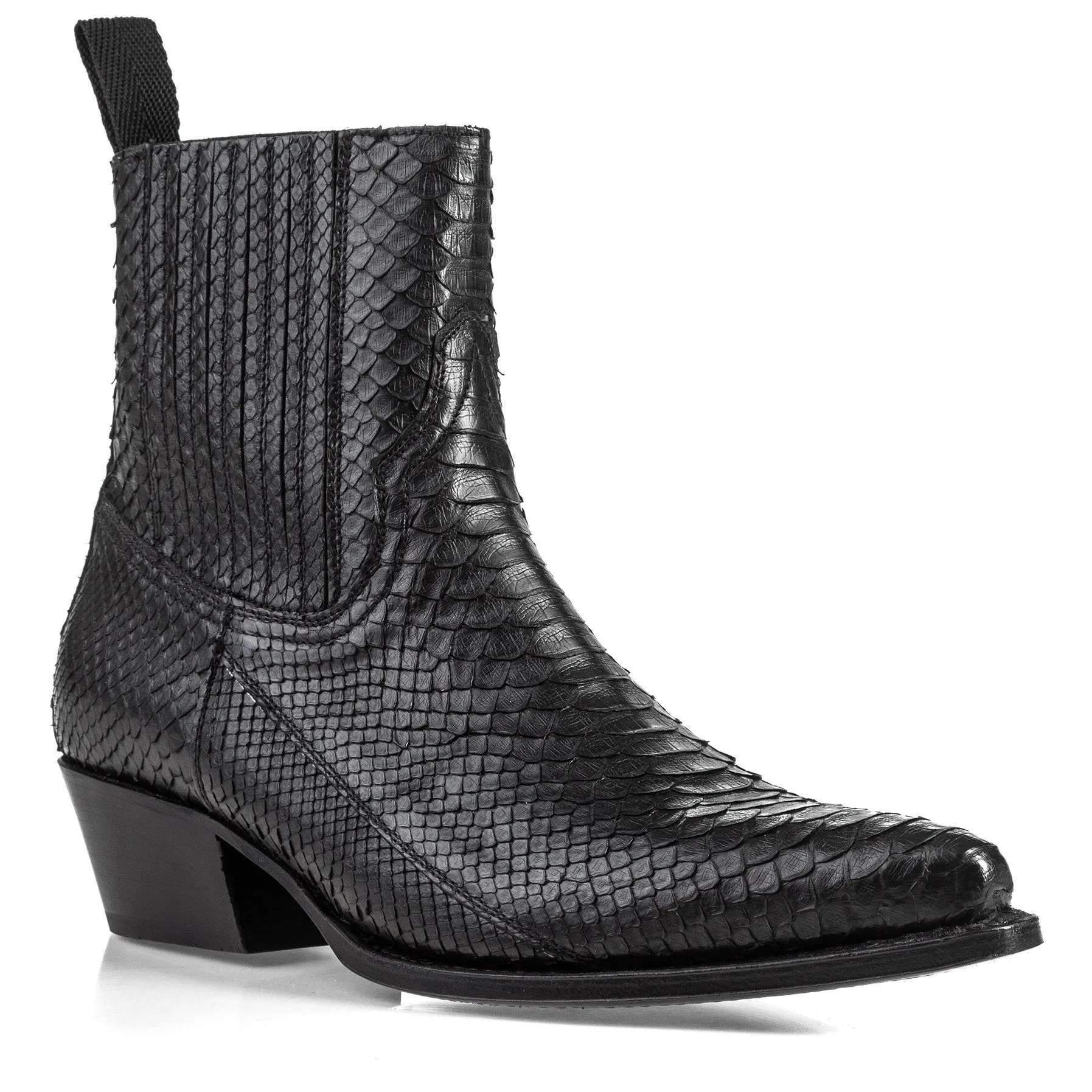 Mission 4 Genuine Black Python Finger-Gore Bootie