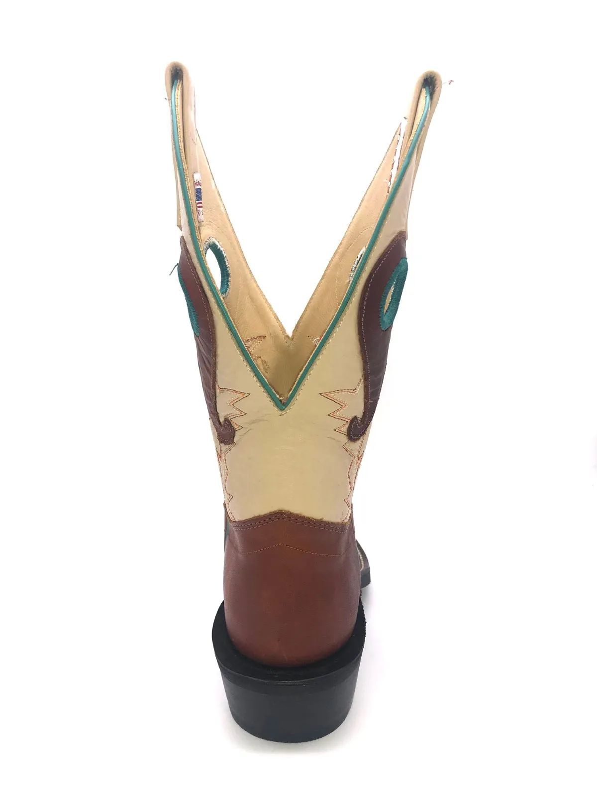 'Olathe' Men's 12" Rough Stock Western Round Toe - Chestnut Oil Latigo / Teal / Cream