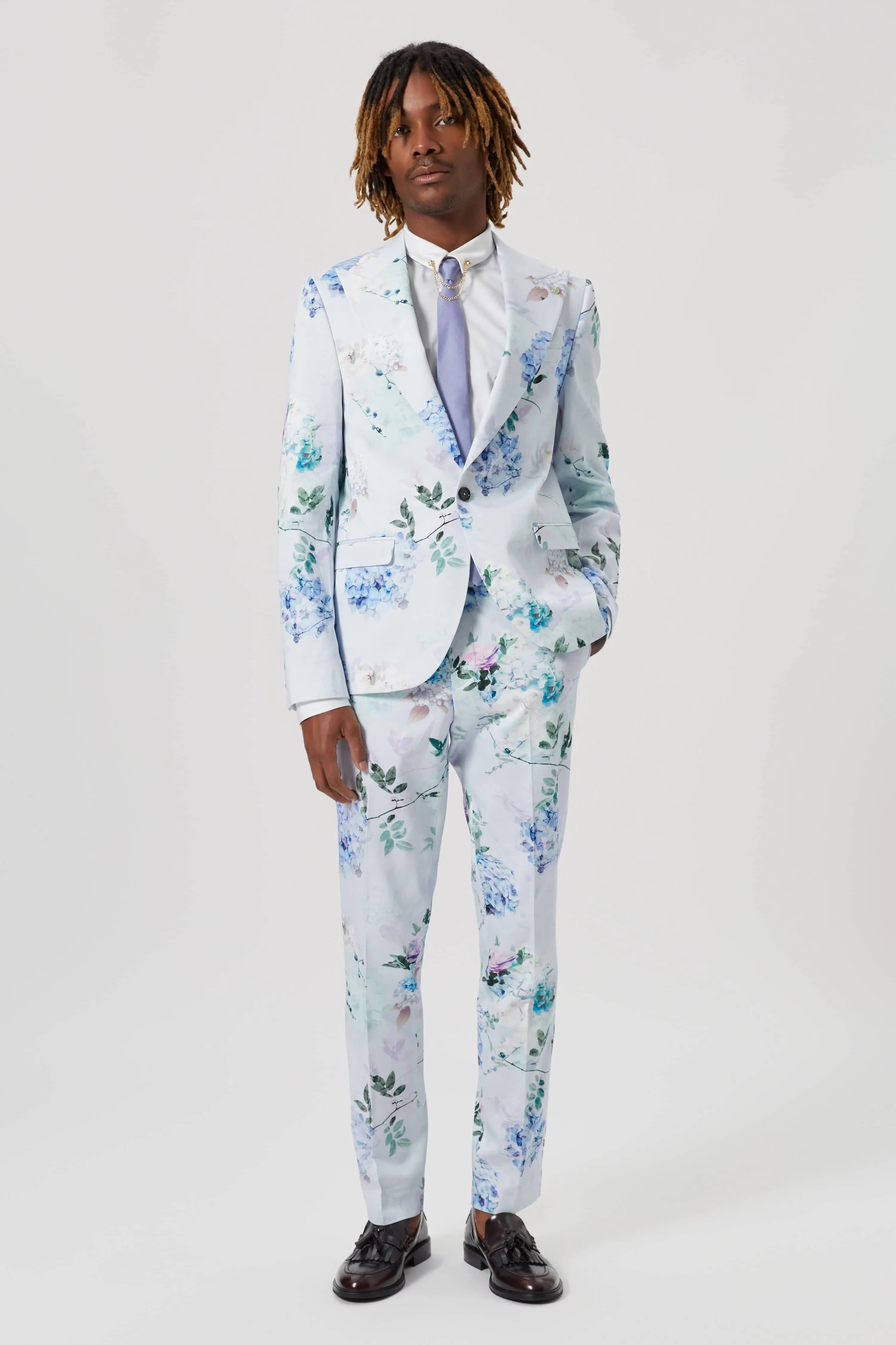 Pickhurst Skinny Fit Blue Floral Cotton Jacket