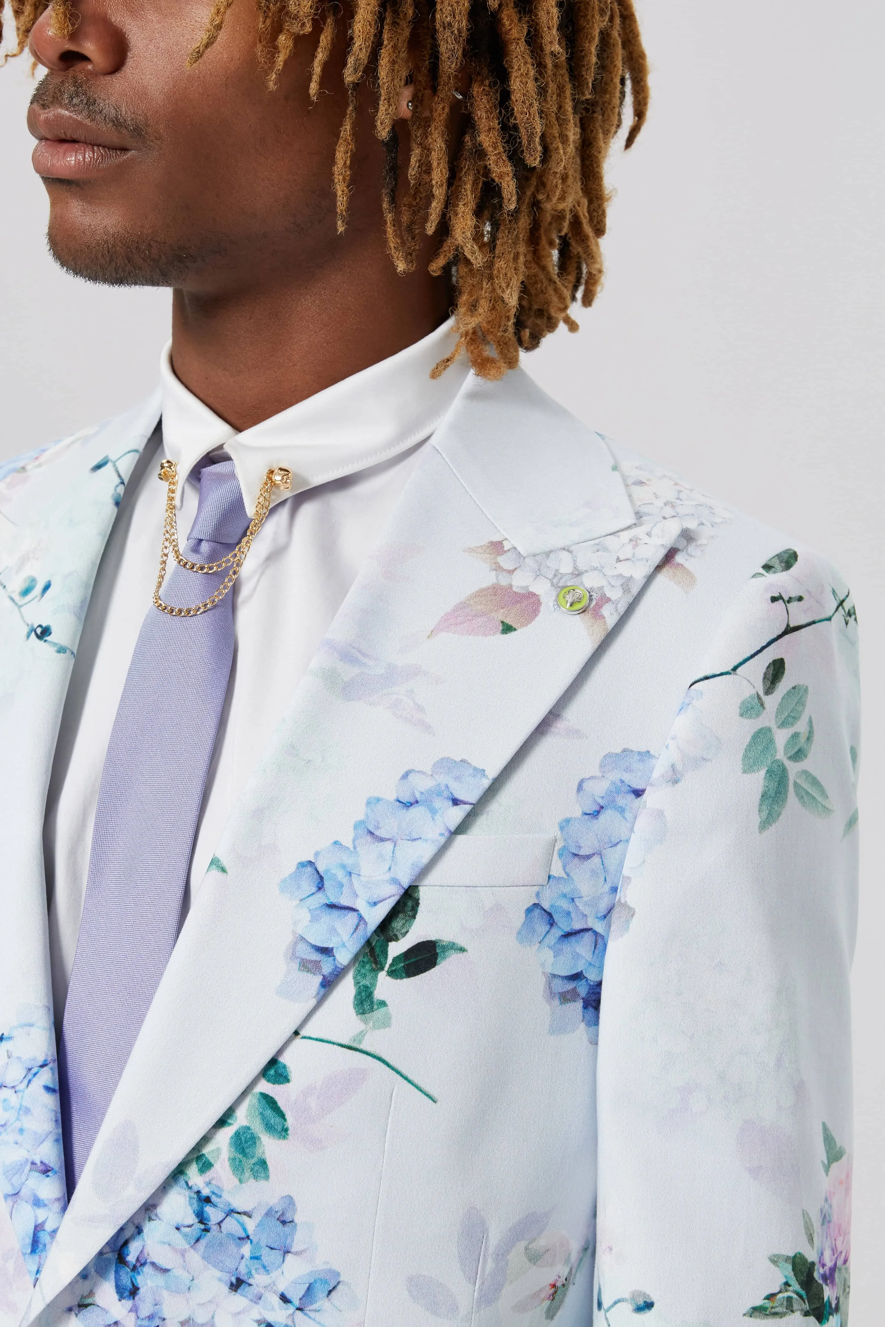 Pickhurst Skinny Fit Blue Floral Cotton Jacket