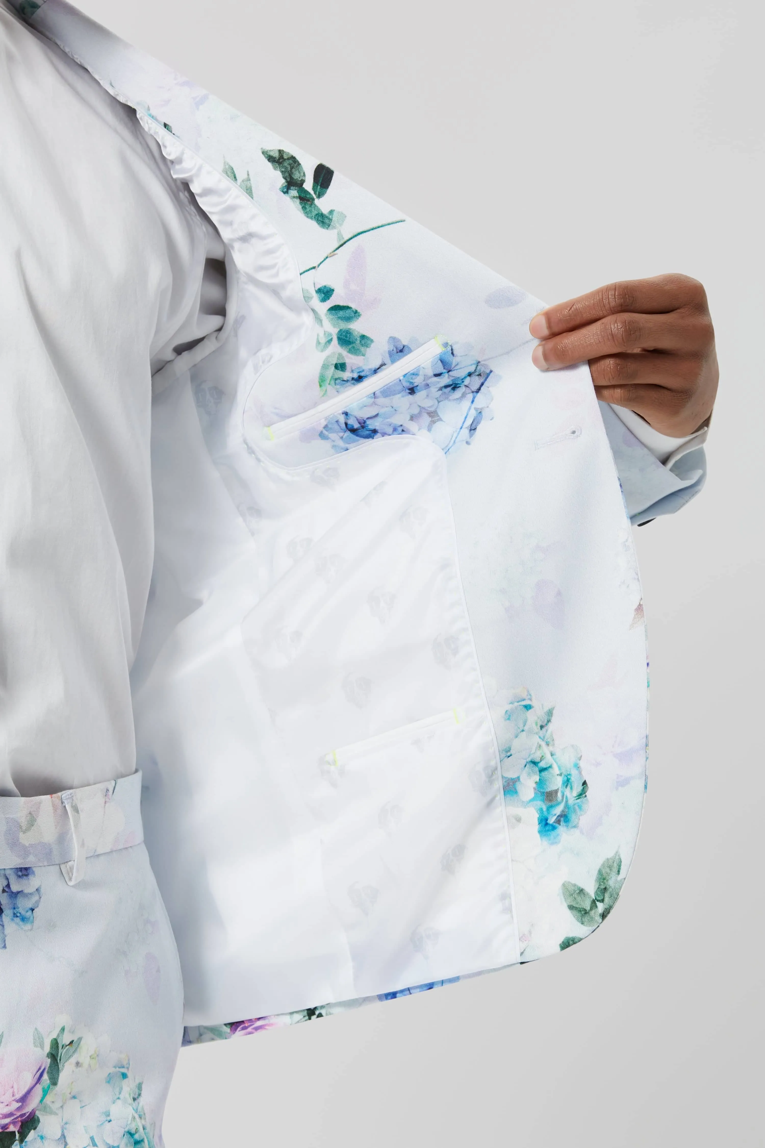 Pickhurst Skinny Fit Blue Floral Cotton Jacket