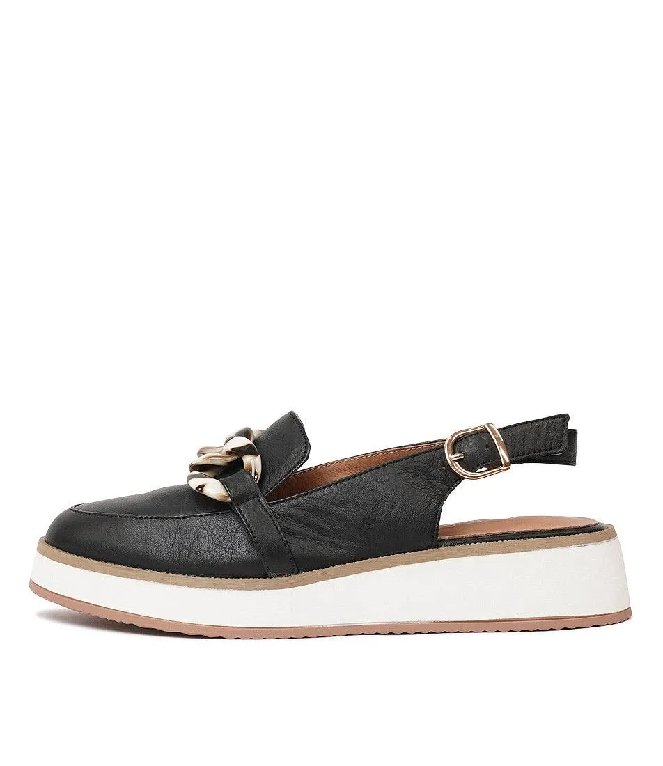 Quivers Black Leather Loafers