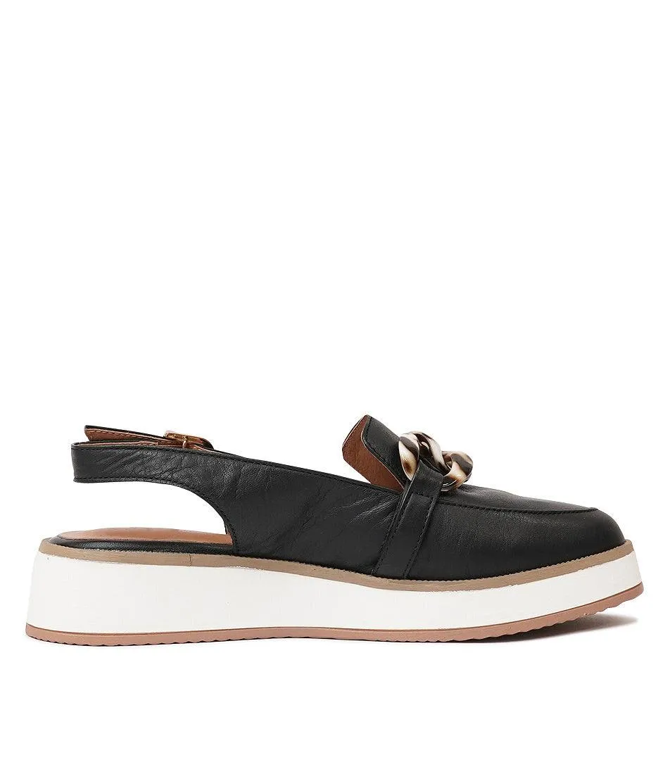 Quivers Black Leather Loafers