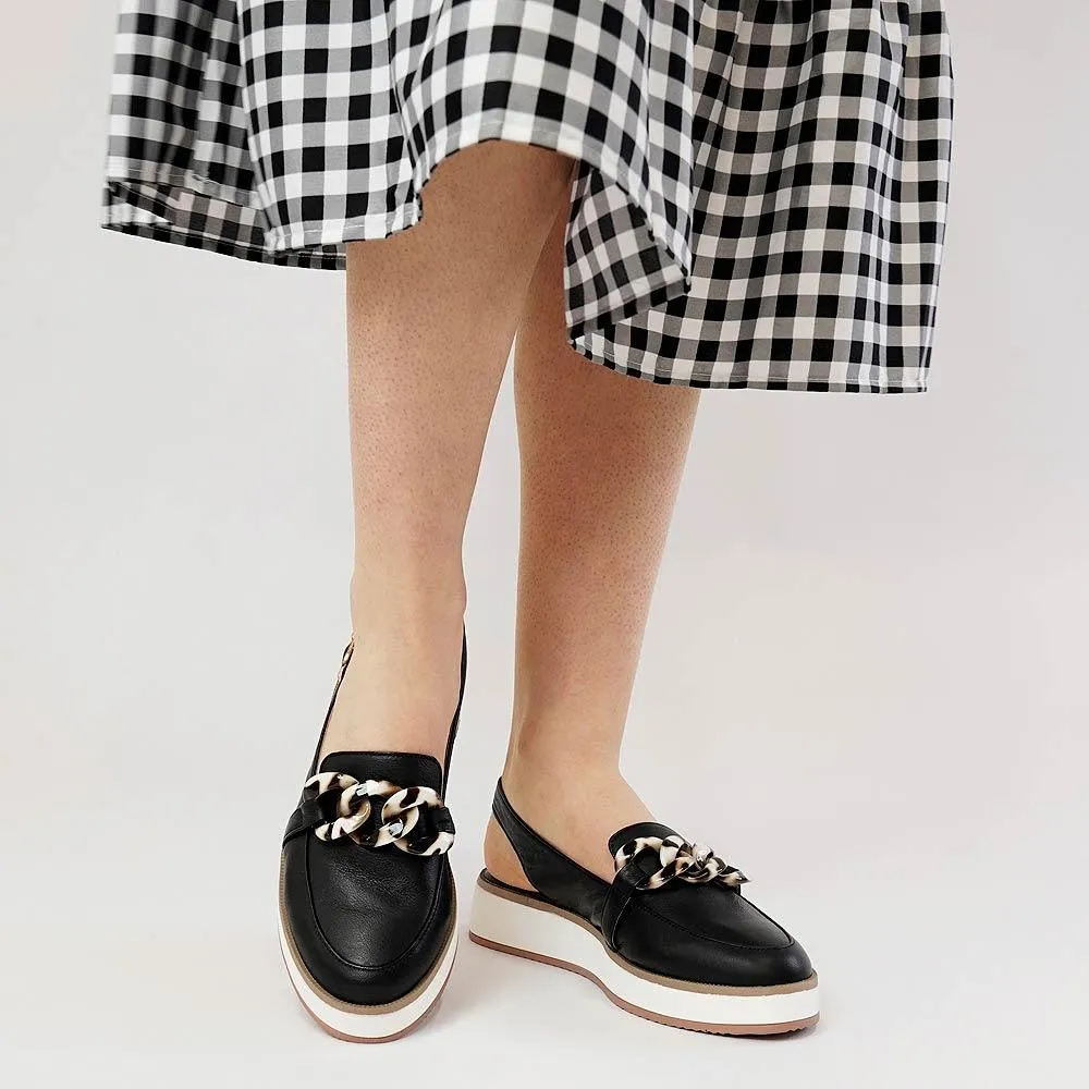 Quivers Black Leather Loafers