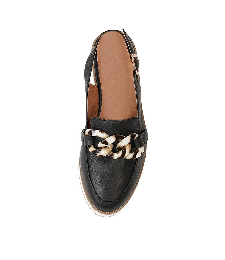 Quivers Black Leather Loafers