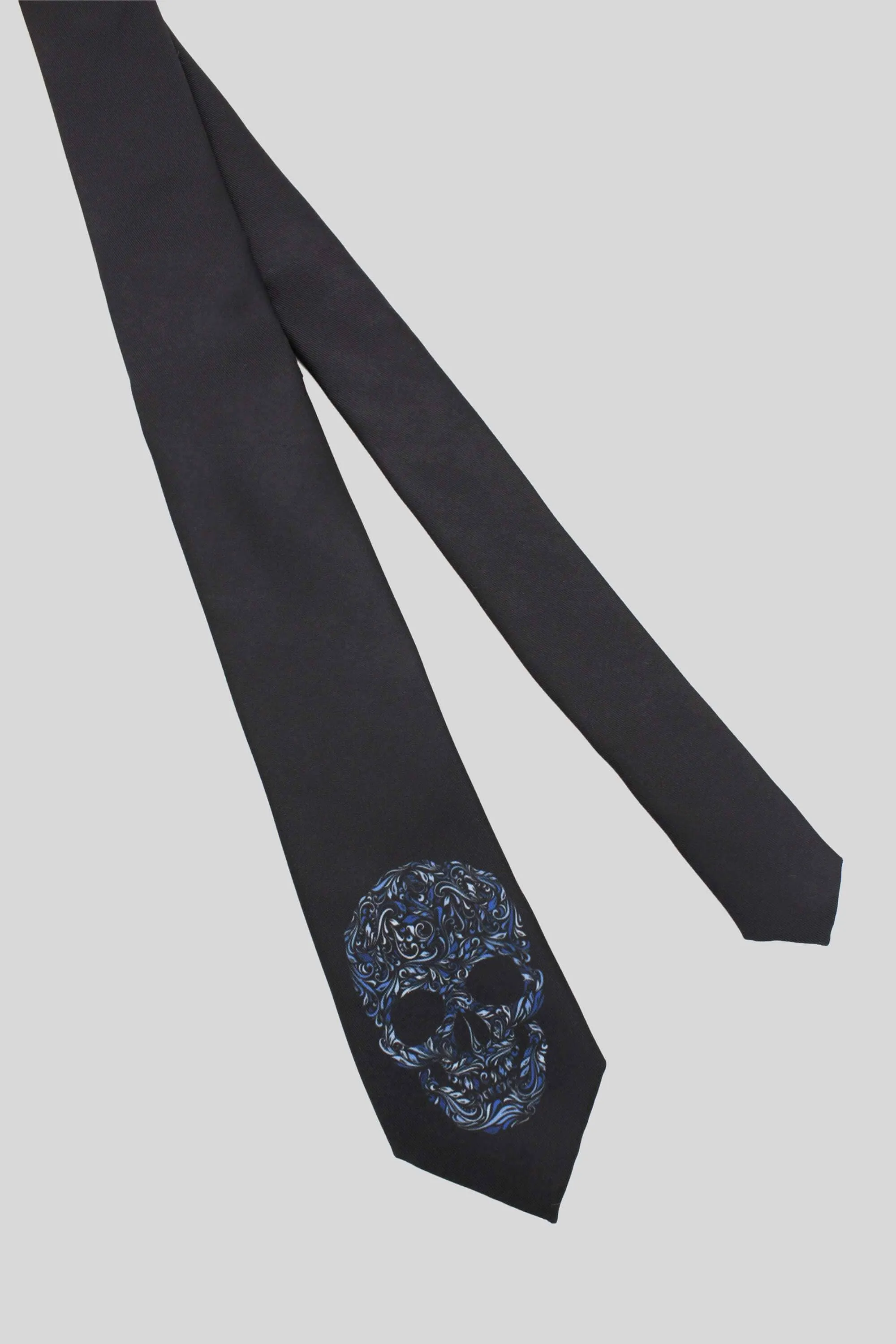 Rembrandt Black Skull Print Tie