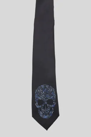 Rembrandt Black Skull Print Tie