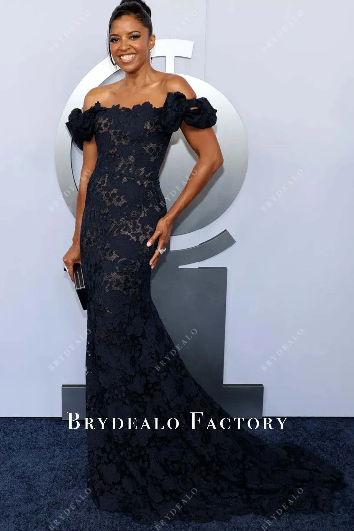 Renée Elise Goldsberry 2024 Tony Awards Navy Lace Dress