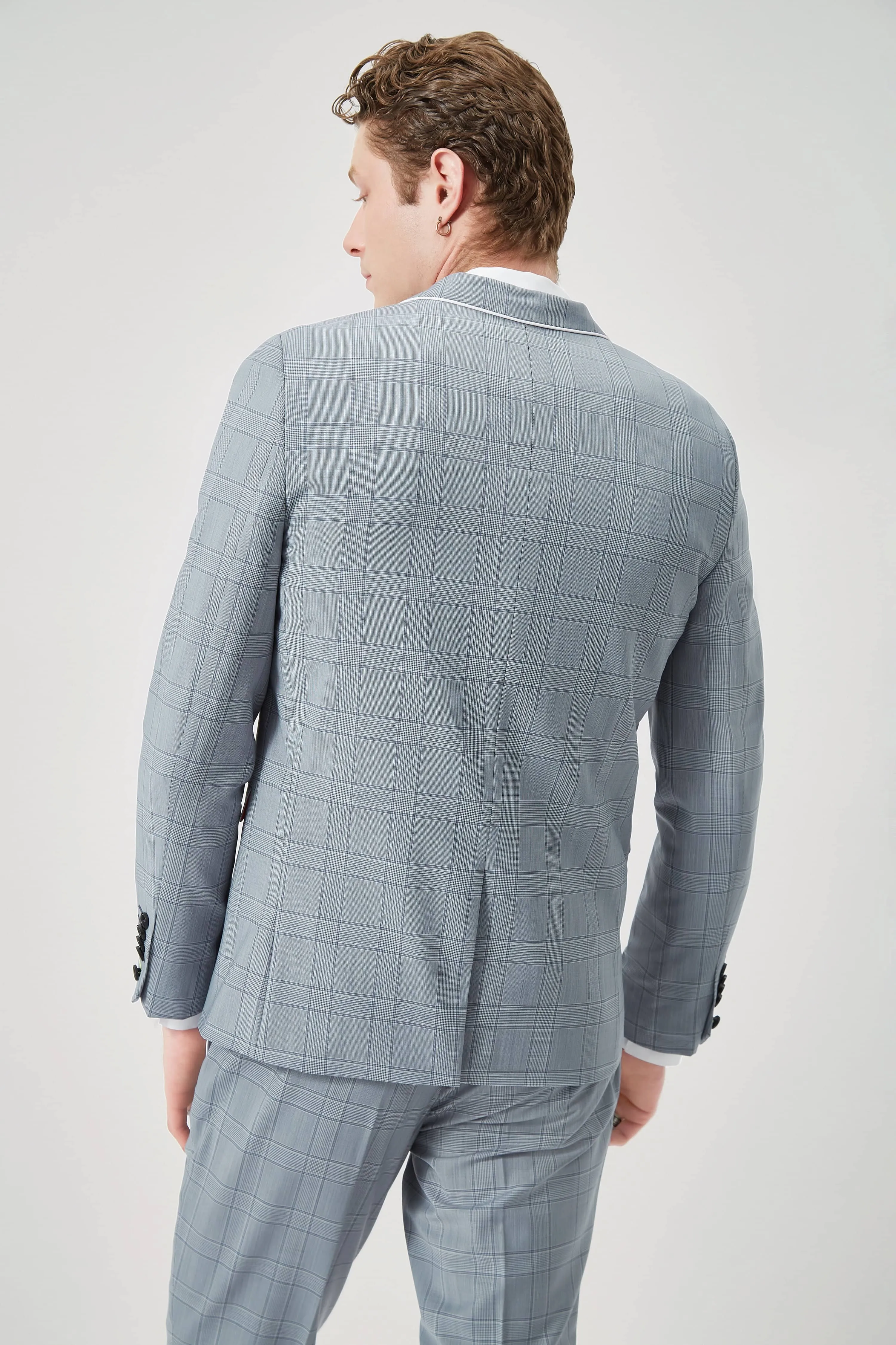 Rogers Skinny Fit Blue Check Jacket - ARCHIVE