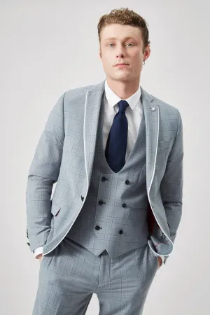 Rogers Skinny Fit Blue Check Jacket - ARCHIVE