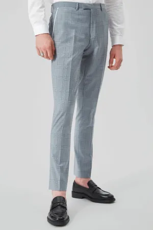 Rogers Skinny Fit Blue Check Trousers - ARCHIVE