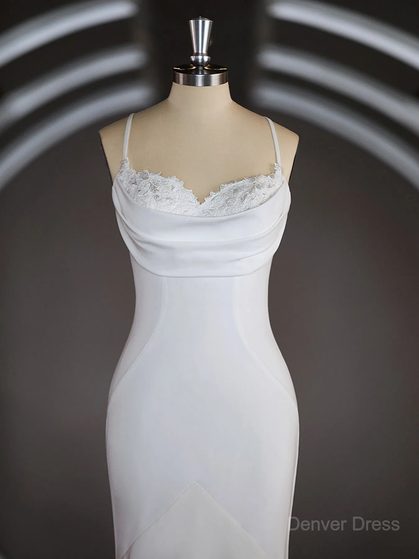 Sheath Square Court Train Stretch Crepe Wedding Dresses with Ruffles
