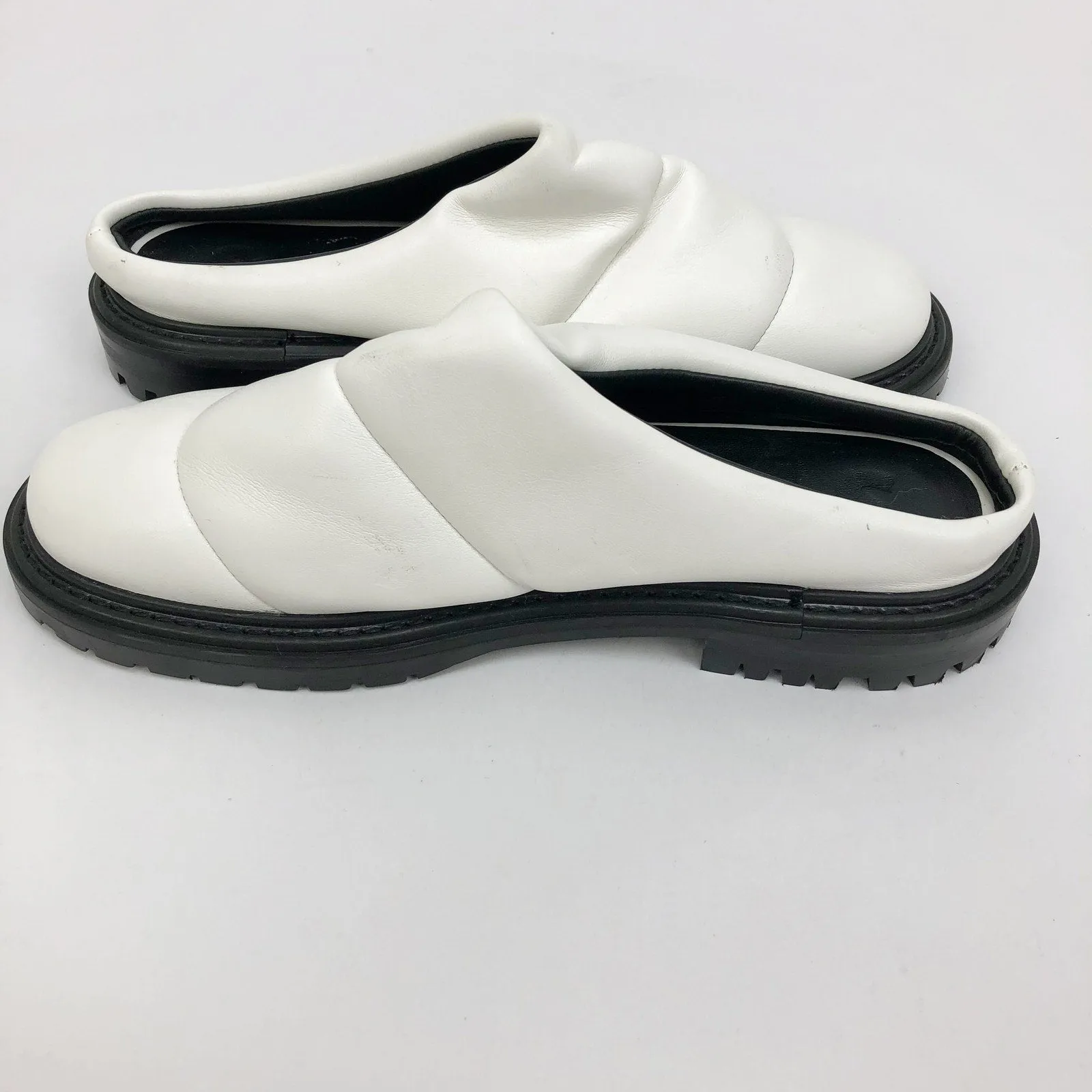 Staud Womens Astro Puffer Mule White 36 5.5 Vegan Leather Slip On NWOB