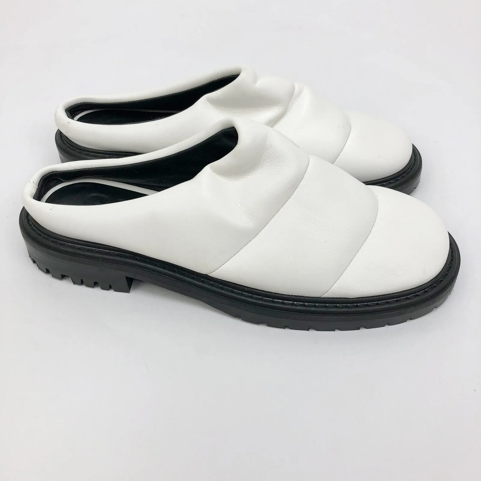 Staud Womens Astro Puffer Mule White 36 5.5 Vegan Leather Slip On NWOB