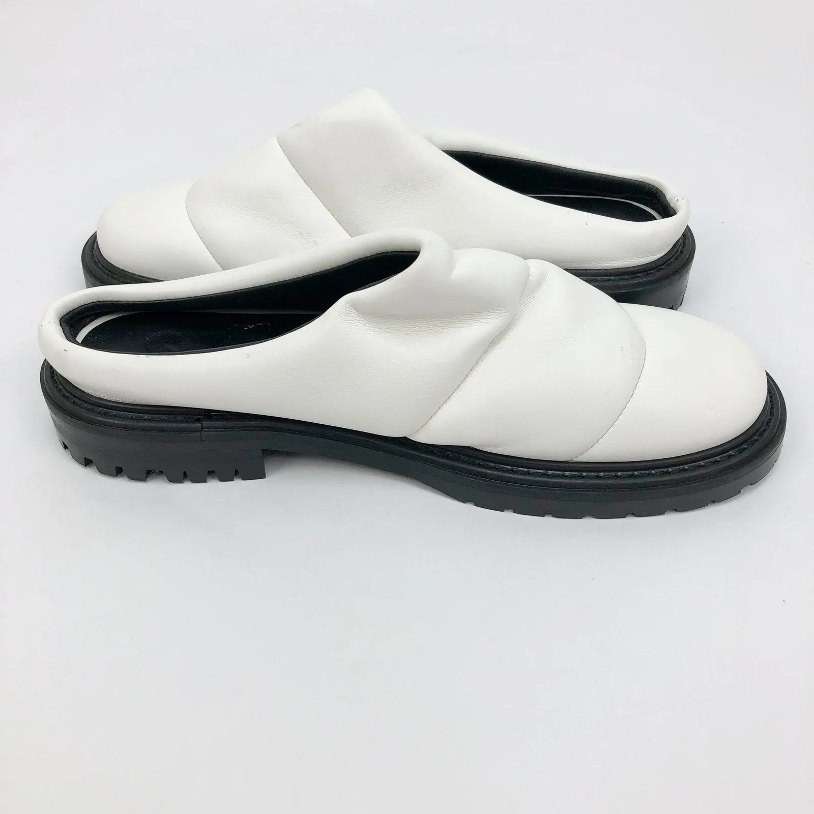 Staud Womens Astro Puffer Mule White 36 5.5 Vegan Leather Slip On NWOB