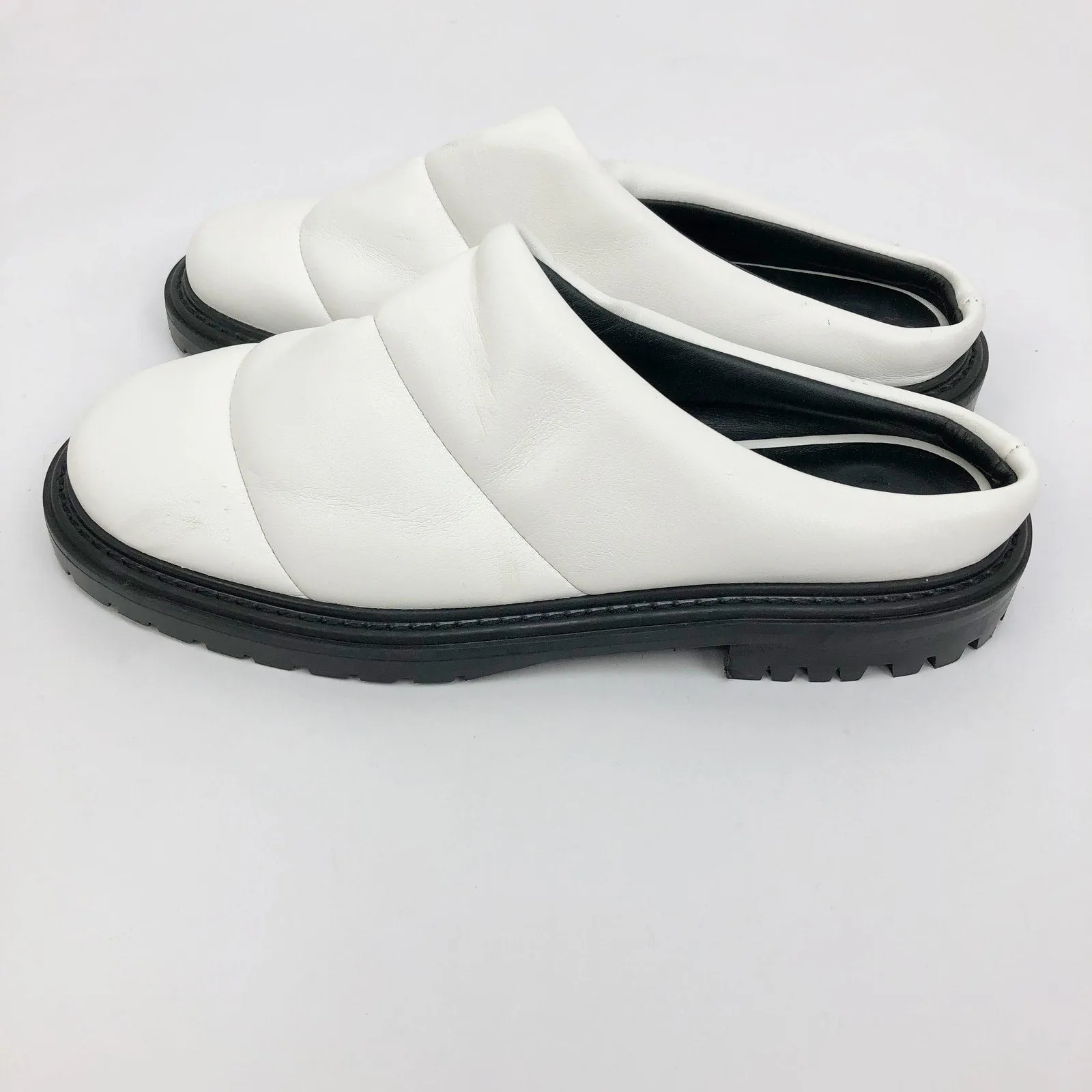Staud Womens Astro Puffer Mule White 36 5.5 Vegan Leather Slip On NWOB