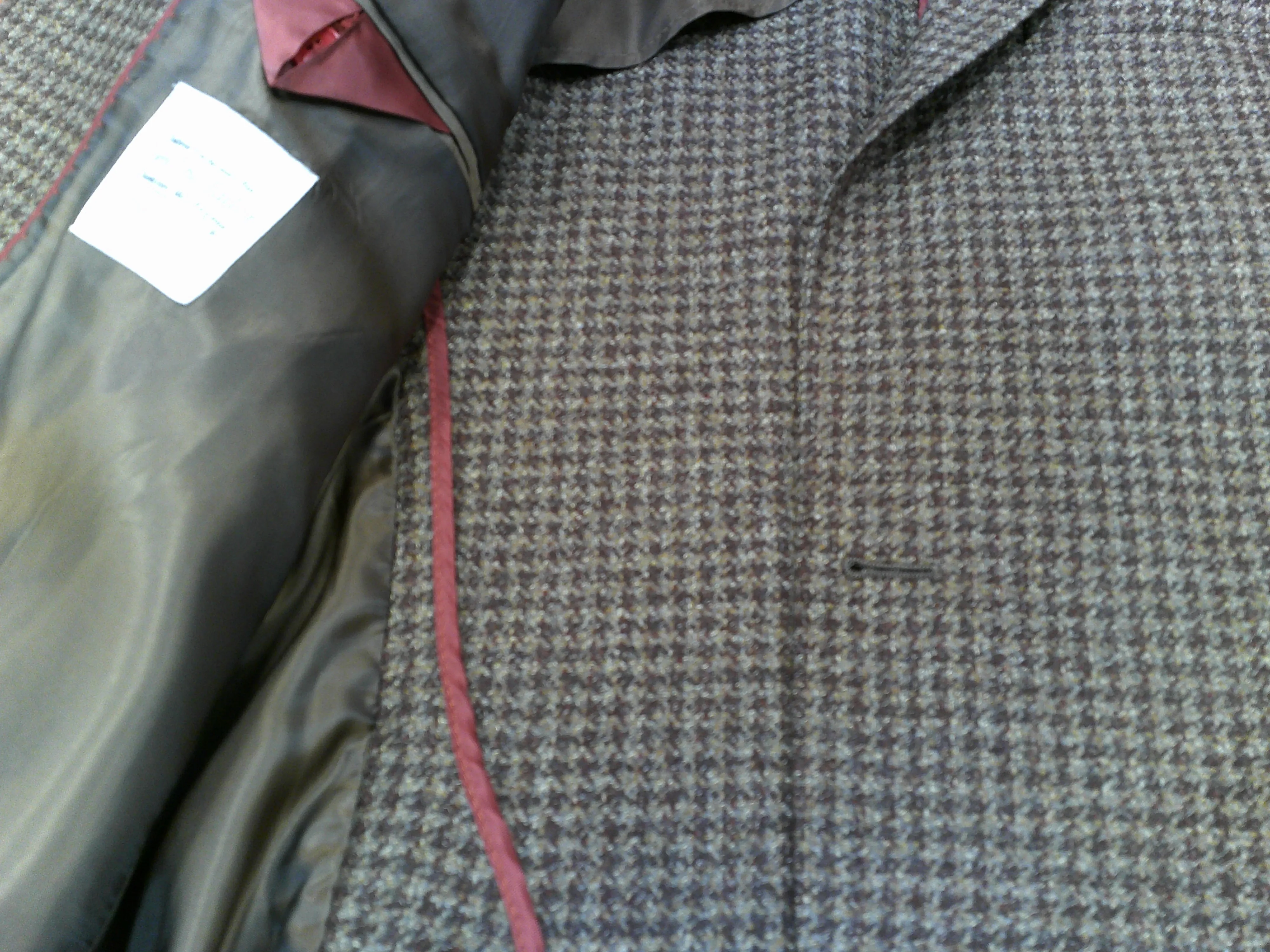 Tony The Tailor Taupe/Burgundy Houndstooth Jacket