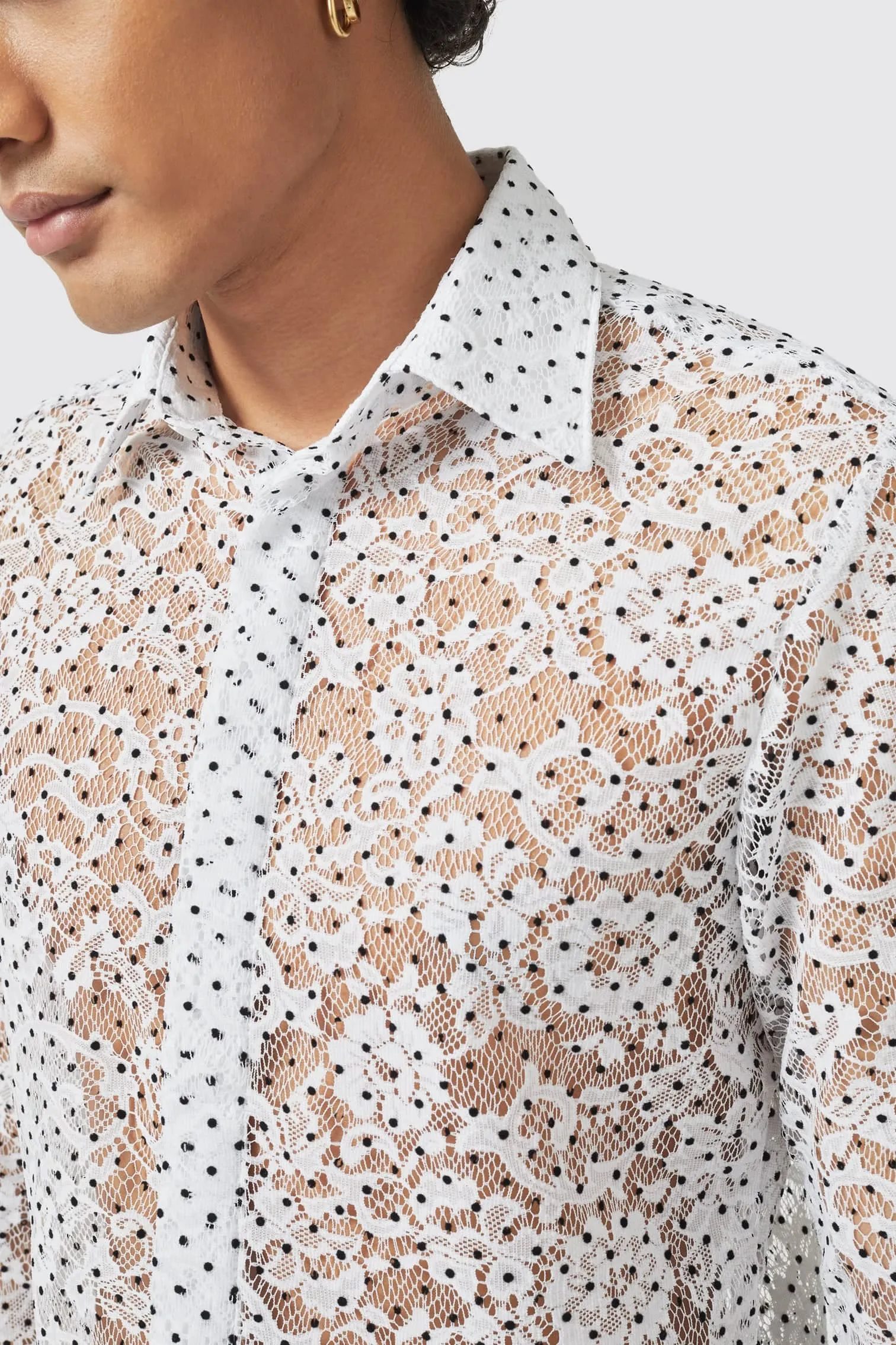 Tucker Slim Fit White Floral Lace Shirt