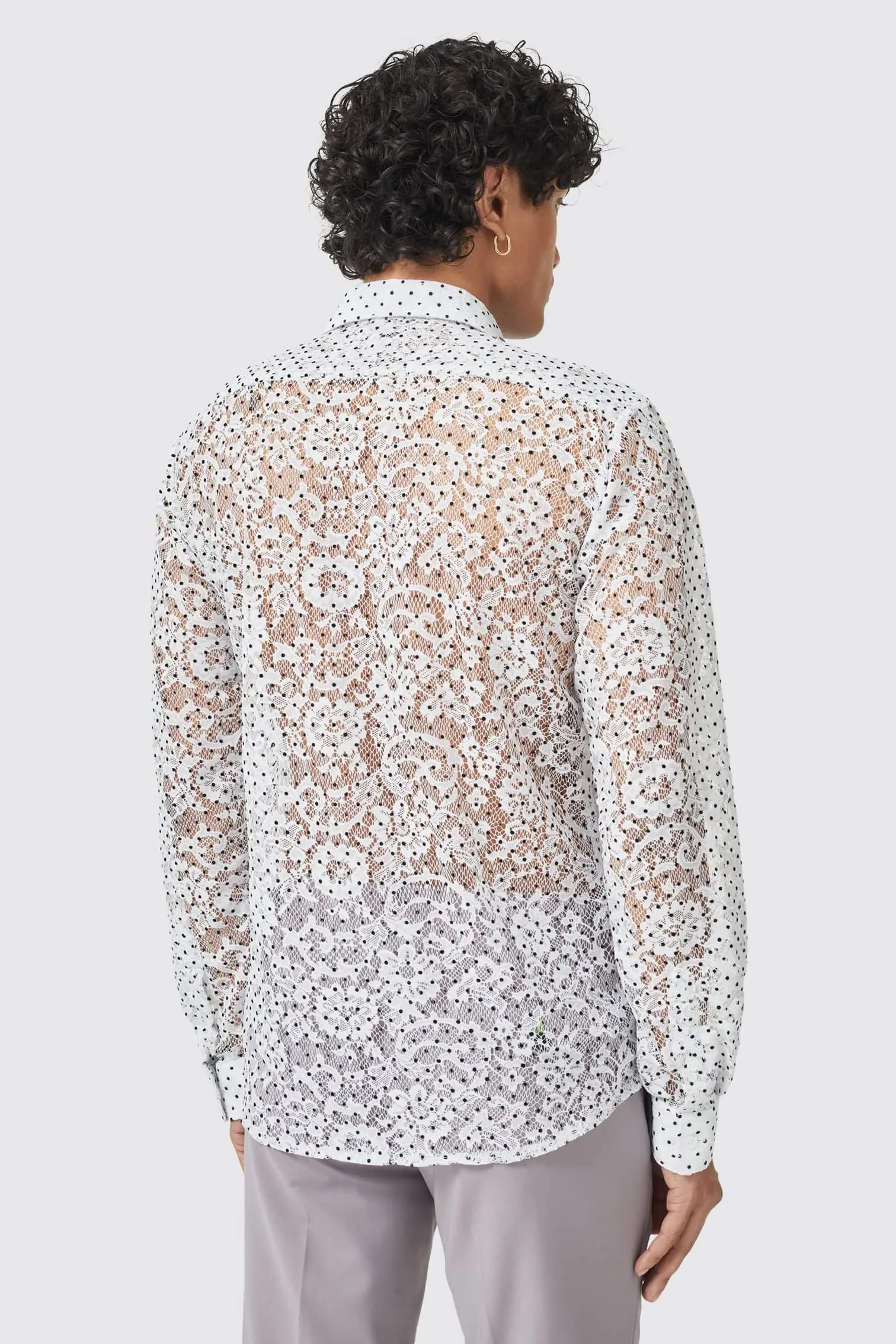 Tucker Slim Fit White Floral Lace Shirt